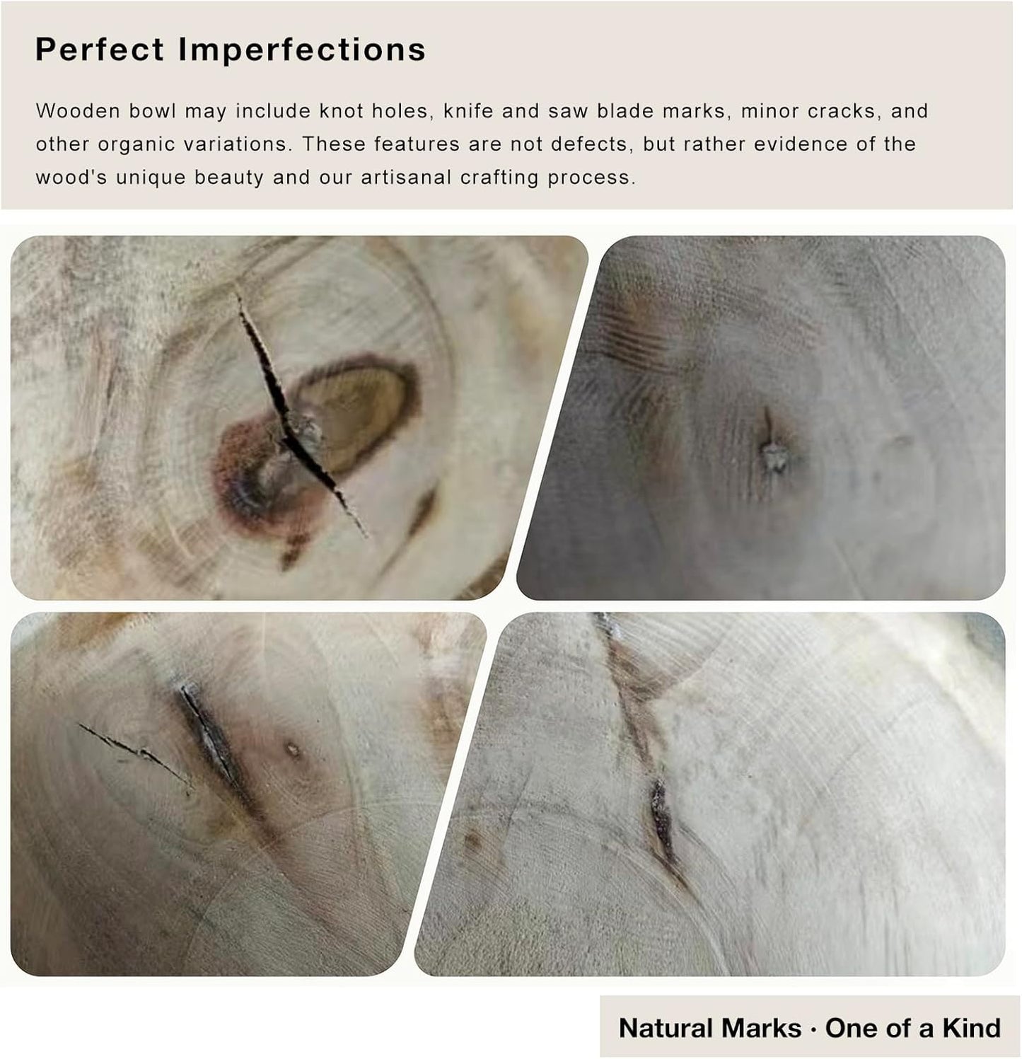 Hand Carved Wooden Decorative Bowl for Home Entryway Decor, Wood Centerpiece Bowl for Coffee Table Decor, Wood Dough Bowl for Farmhouse Decor (Natural)