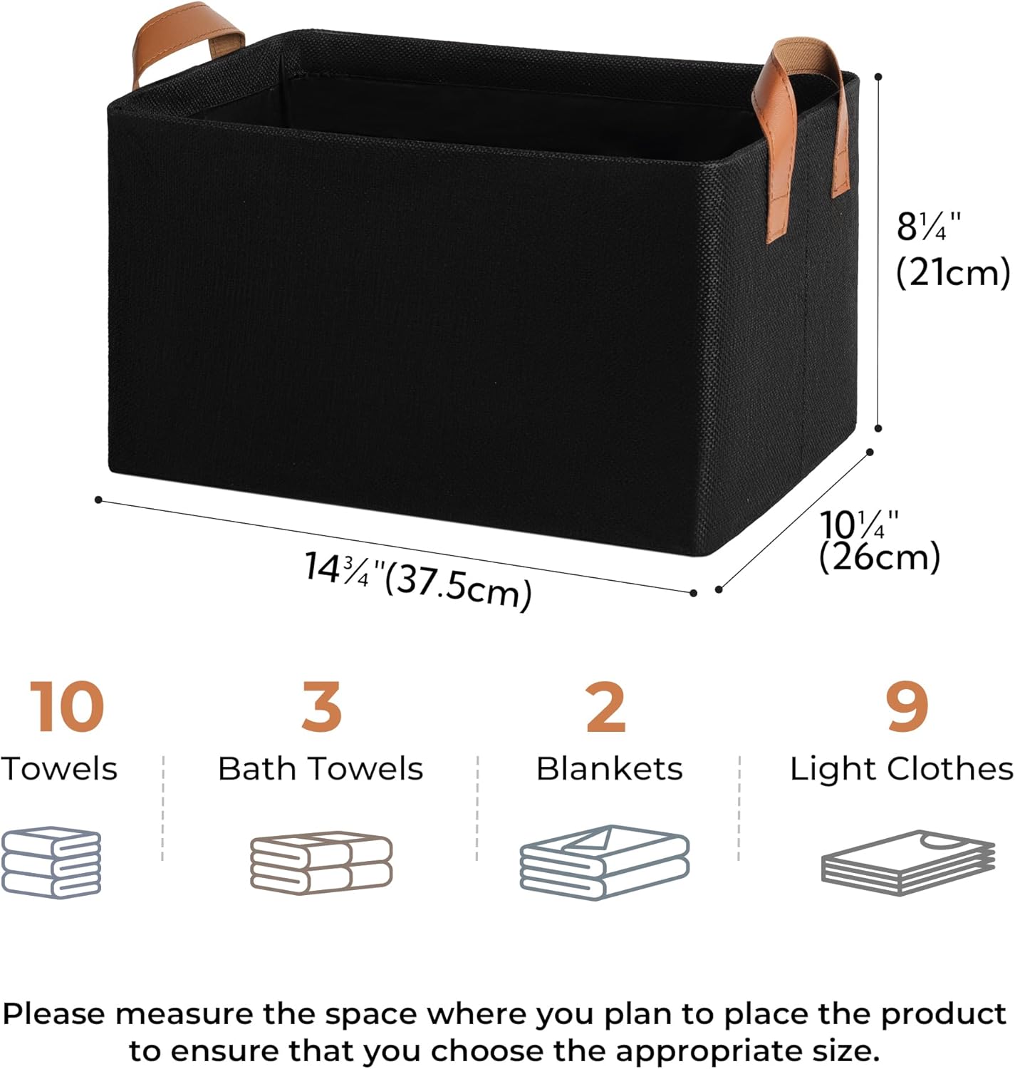 GRANNY SAYS Storage Baskets for Shelves, Closet Organizer Bins, Clothes Storage Bins with Metal Frame, Large Baskets for Organizing and Storage, Collapsible, Black, 2-Pack