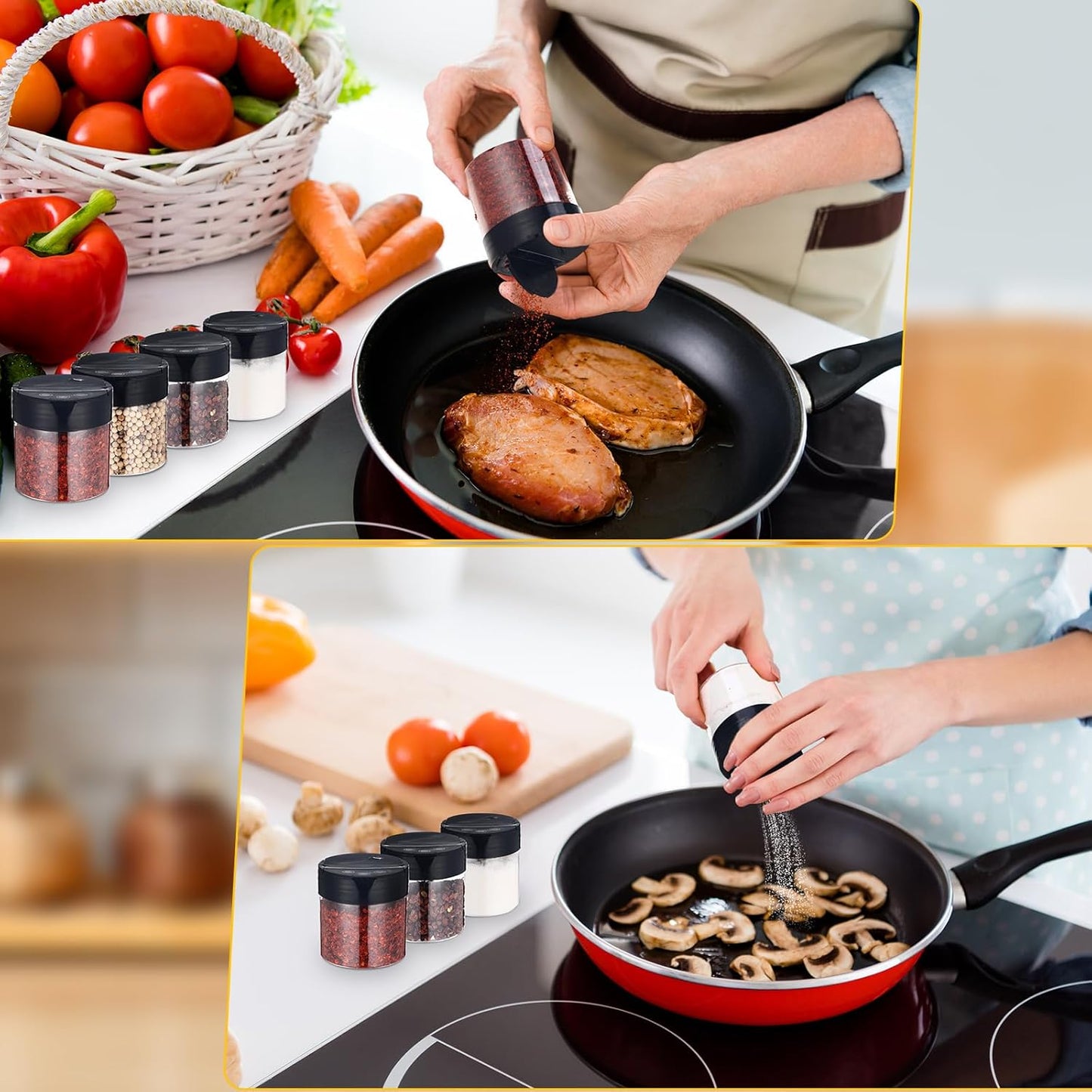 50 Pack 4.7 oz Plastic Spice Jars with Black Cap Empty Clear Plastic Spice Bottle Containers Reusable Seasoning Jars with Shaker Lids for Kitchen Storing and Dispensing Salt Powders