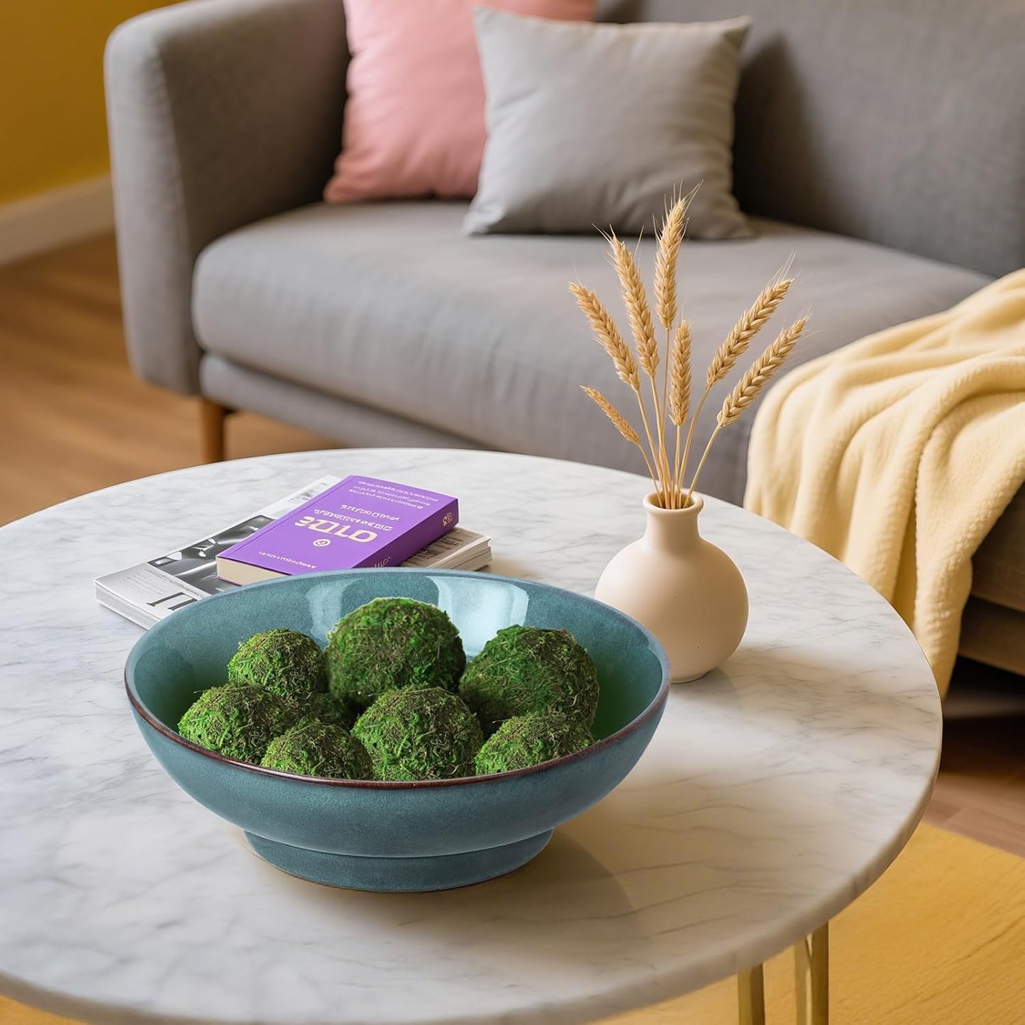 10" Decorative Bowl,Ceramic Fruit Bowl for Kitchen Counter,Coffee Table, Dining Room,Table Centerpiece Bowel,Entryway Key Holder & Jewelry Organizer (Ocean Blue)