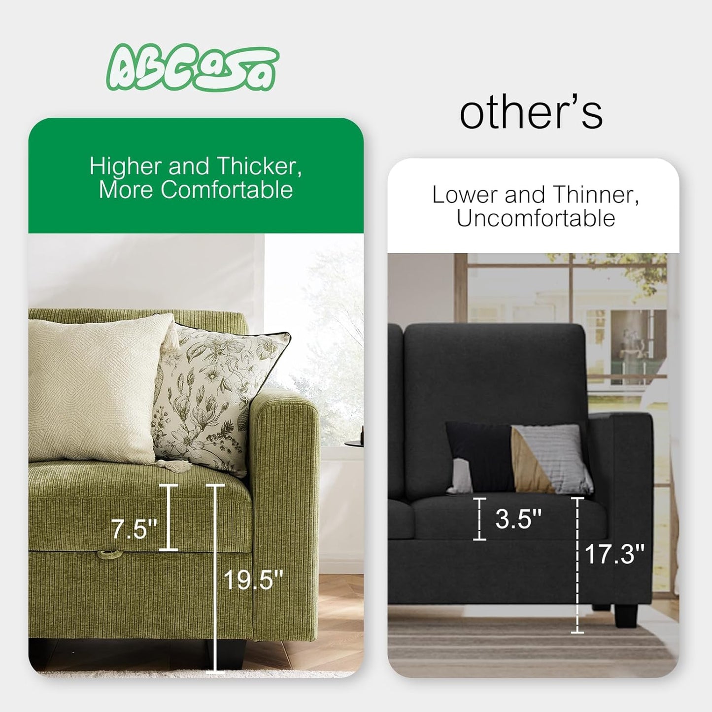 38.5 Oversized Accent Chair with Storage Green Corduroy, Single Modern Accent Sofa Chair with Arms for Apartment Living Room (21" Deep Seat)