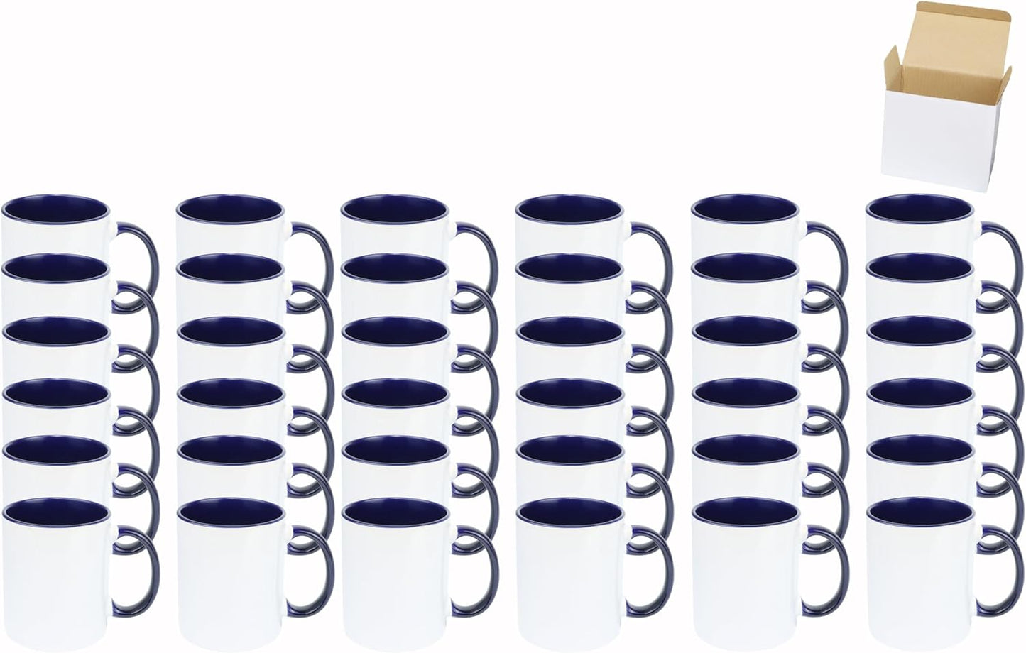11oz White Ceramic Sublimation Coffee Mug in White Gift Box, Cobalt Blue, Case of 36
