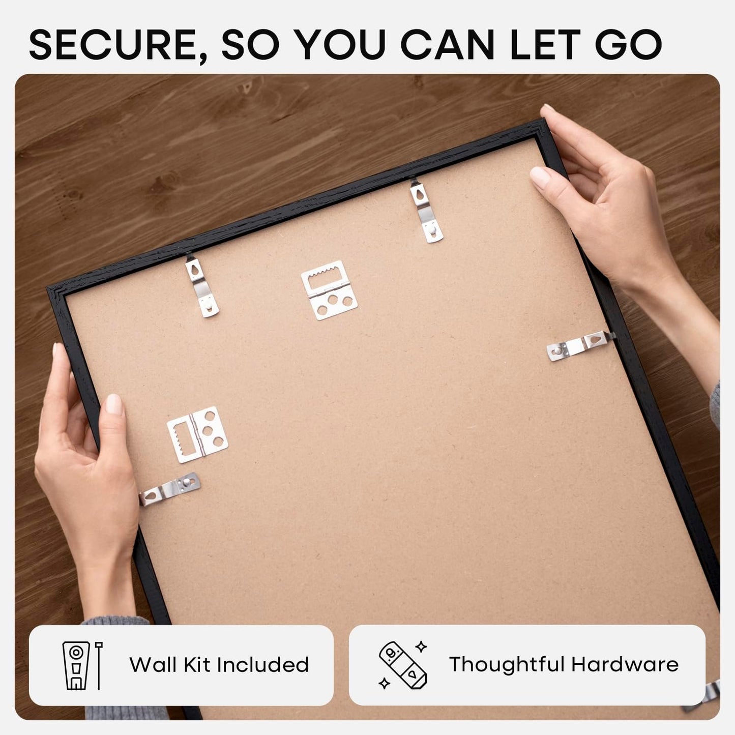 Homeforia 11x22 Black Wood Frame, High End Oak 11 x 22 Newspaper Display Frames without Mat, Wooden 22x11 Thin Picture Frames for Wall, 11 by 22 Black Poster Frames, Tempered Glass, Wall Kit, Set of 1