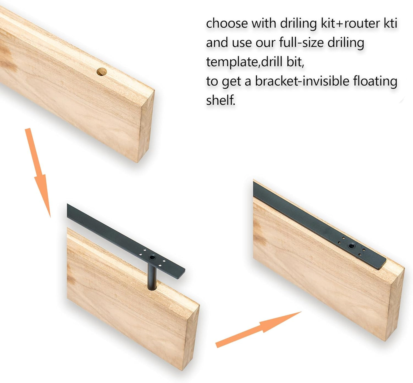 Hidden Shelf Brackets ， Floating Shelf Bracket ( Additional Brackets -NO Kits) 69 Inch -2 Pcs