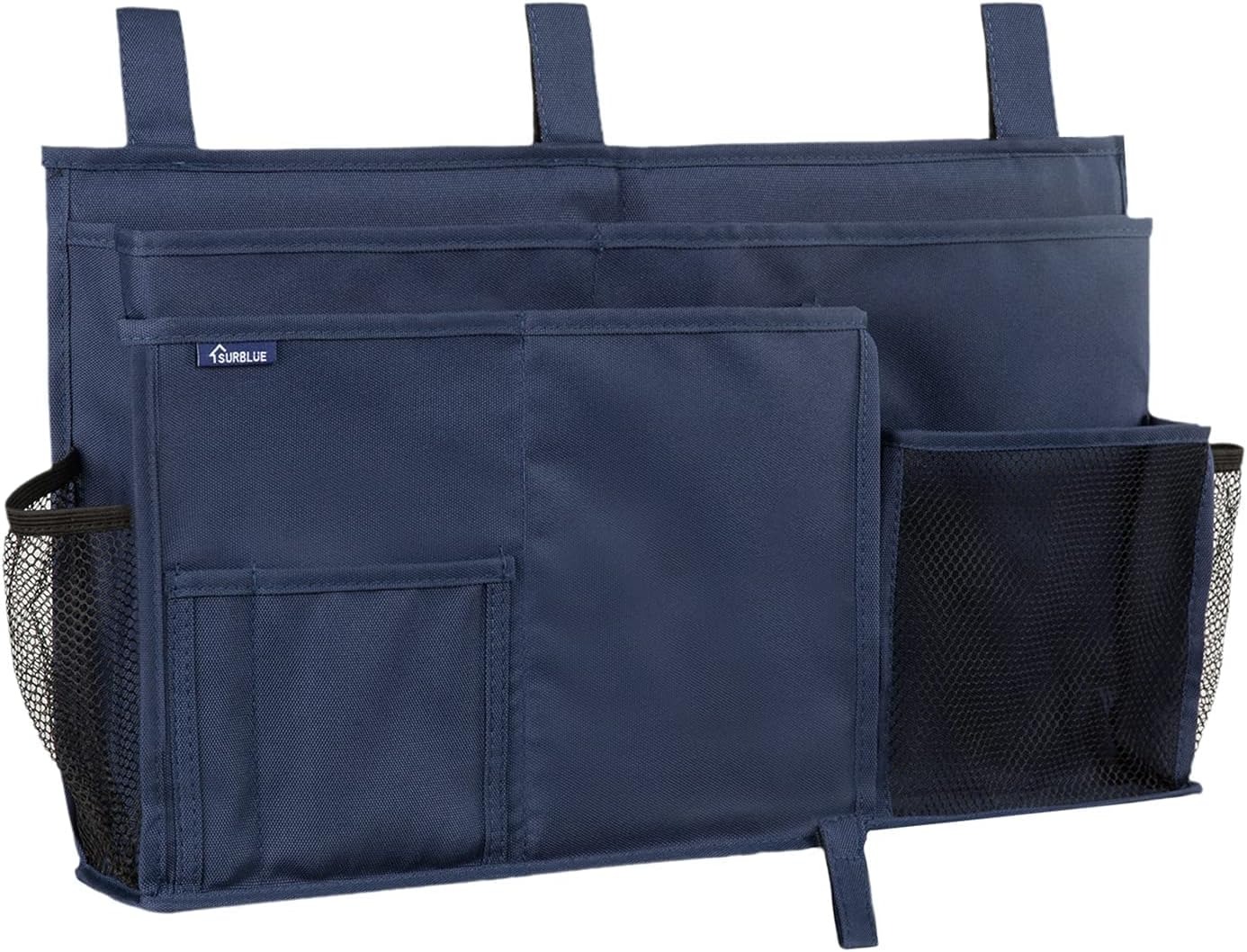 Surblue Caddy Hanging Organizer Bedside Storage Bag for Bunk and Hospital Beds, Blue, L