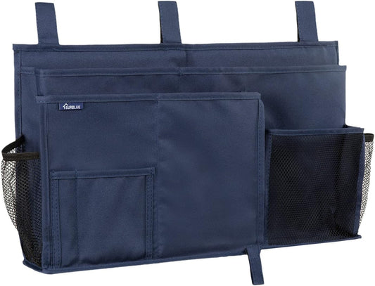Surblue Caddy Hanging Organizer Bedside Storage Bag for Bunk and Hospital Beds, Blue, L