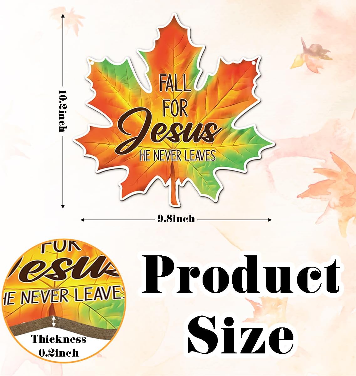 Maple Leaf Fall Decor, Fall for Jesus He Never Leaves Decor Sign Farmhouse Autumn Wreaths for Front Door Christian Jesus Hanger Sign Home Wall Autumn Halloween Thanksgiving Decoration