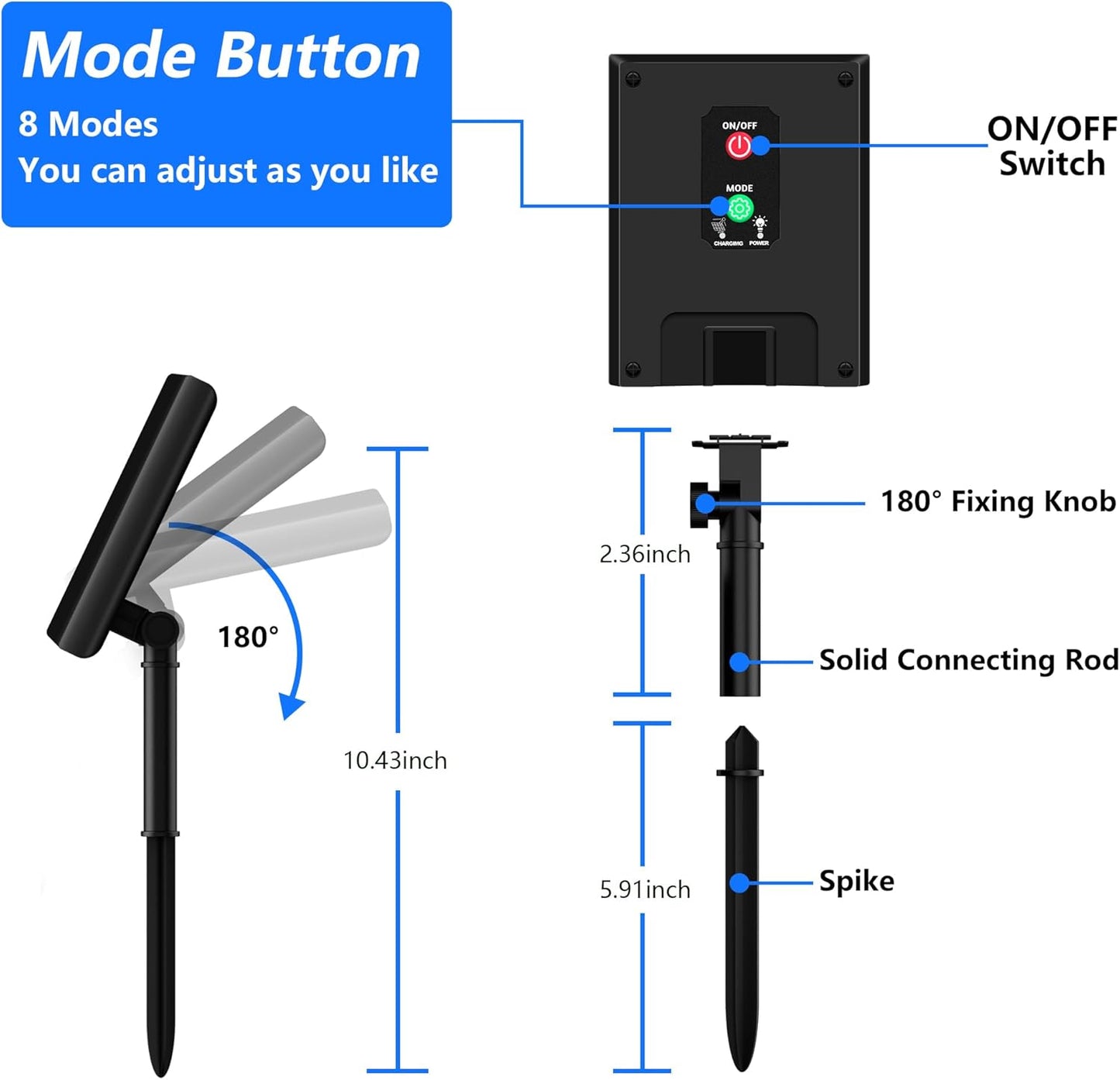 2-Pack 200 LED Solar Fairy Lights Outdoor, Upgraded Oversize Lamp Beads & Super Bright Solar String Lights Outoor, 8 Modes Solar Lights for Garden Patio Decorations(Blue)