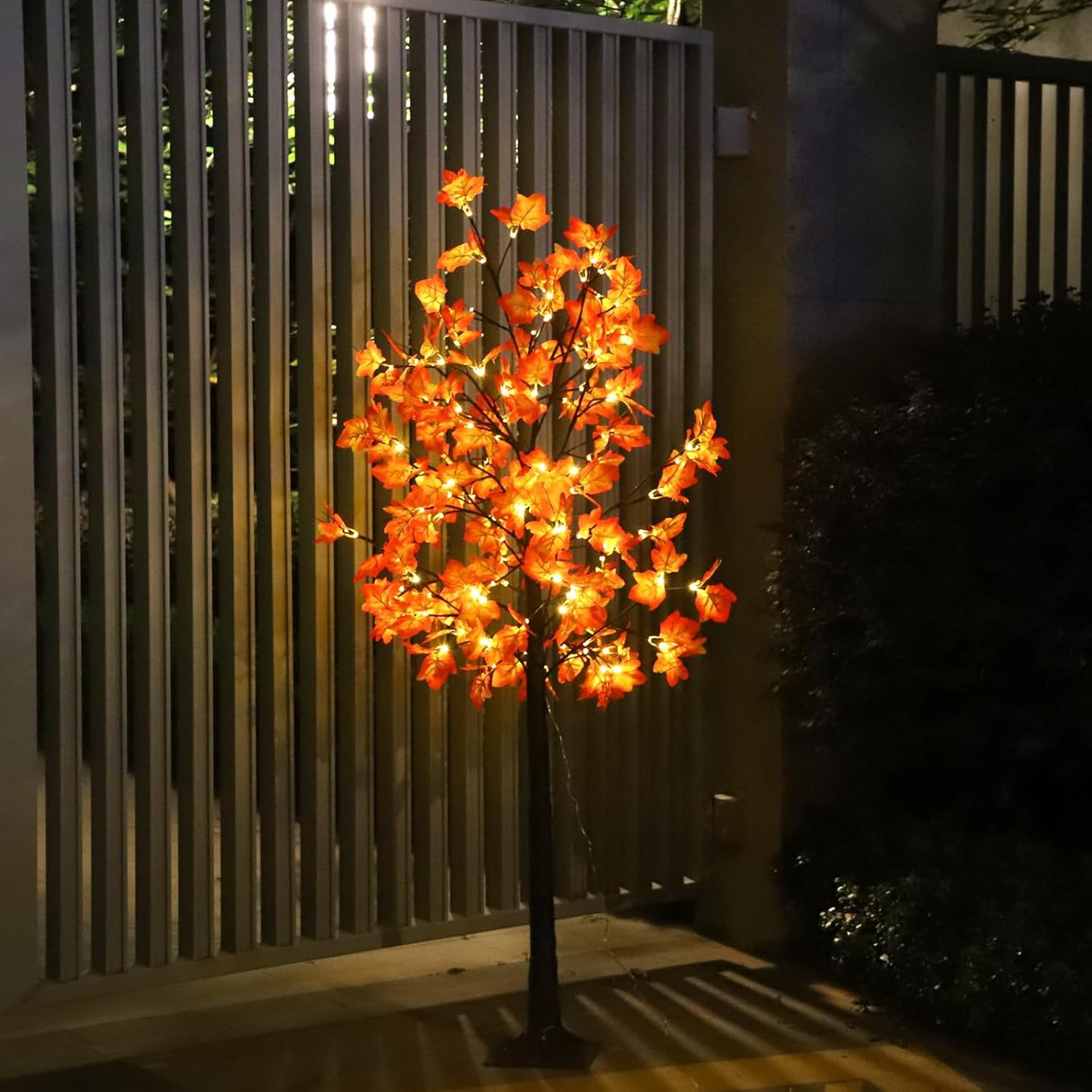 2 Pack 6FT 240LED Fall Lighted Maple Orange Tree Lights Thanksgiving Decoration Artificial Tree Lights USB Powered DIY Table Light for Desktop Autumn Harvest Party Indoor Ourdoor Decor