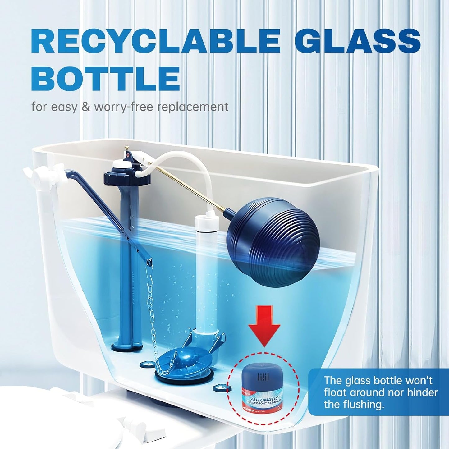 Vacplus Toilet Bowl Cleaners - 6 Pack, Krazy Clean Automatic Long-Lasting Toilet Cleaner Bottles, Easy-to-Use & Powerful Cleaning