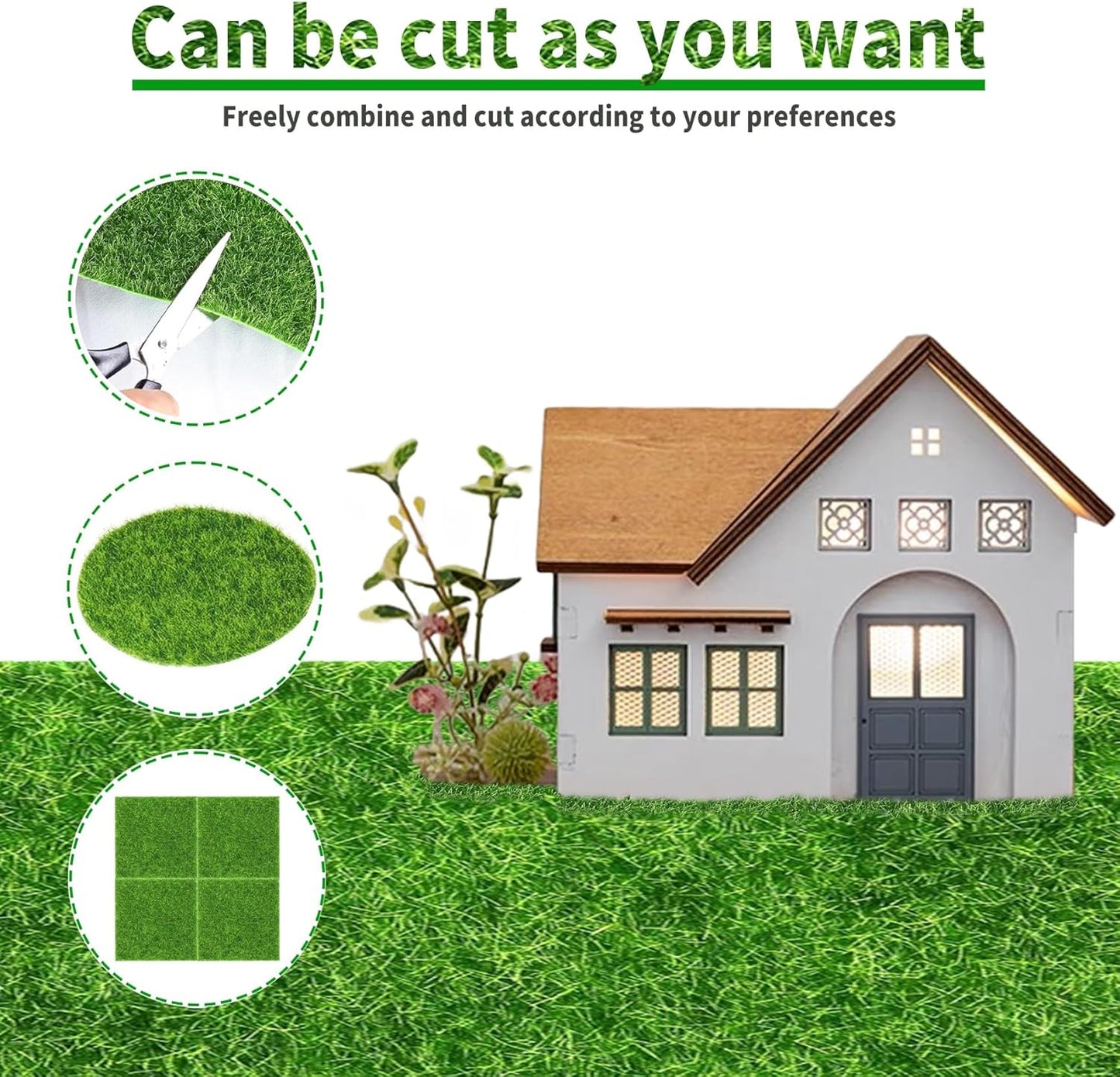 24 Packs 6 X 6 Inch Fake Grass Decor for Crafts, Artificial Grass for Dollhouse Miniature Ornament Projects, Model Turf Grass for DIY Fairy Garden Accessories and Decor Kit