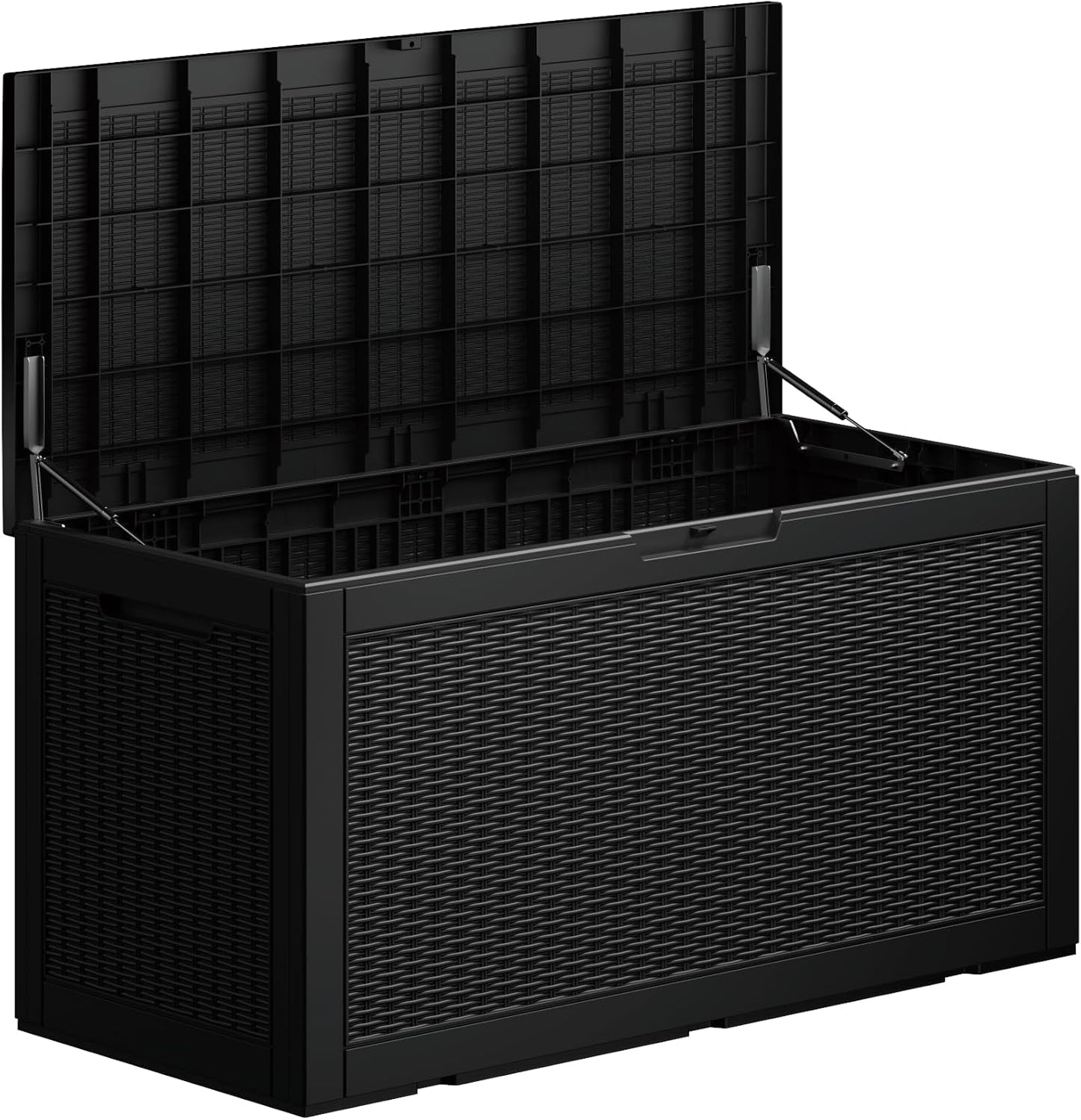 100 Gallon Double-Wall Resin Deck Box - Lockable Waterproof Outdoor Storage Box, 1000lbs Capacity & Doubles as Seating for Patio Furniture - Garden Tools, Pool Accessories (Black)