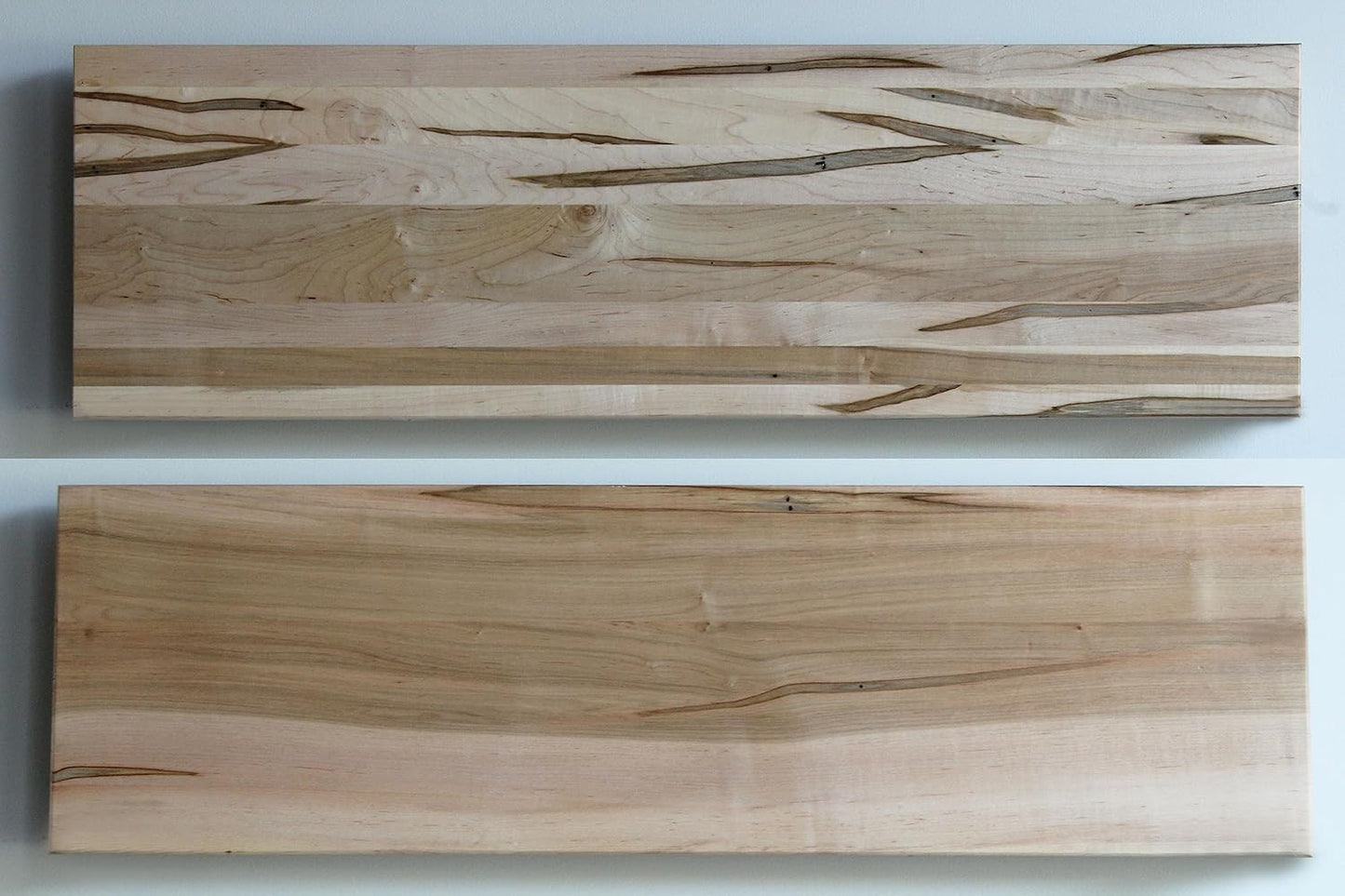 Urban Legacy Deep Floating Shelves | Wormy Maple with Furniture Grade Clear Coat | Low Profile Brackets | Set of 2 (24" x 11" x 2")