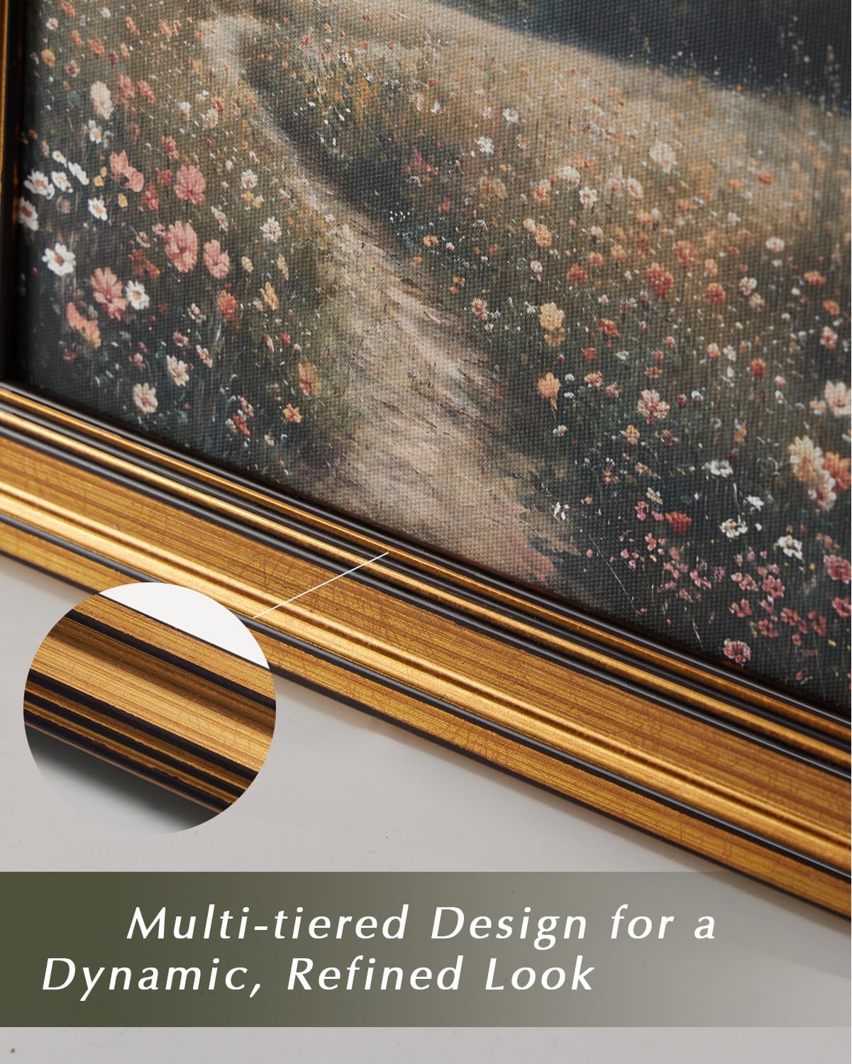 HUARCEY Gold Framed Vintage Wall Art for Living Room, Flowers Painting Canvas Prints Shelf Decor for Kitchen, Aesthetic Bedroom Wall Art, Christmas Gifts for Friends Family (White Hydrangea 12"x16")