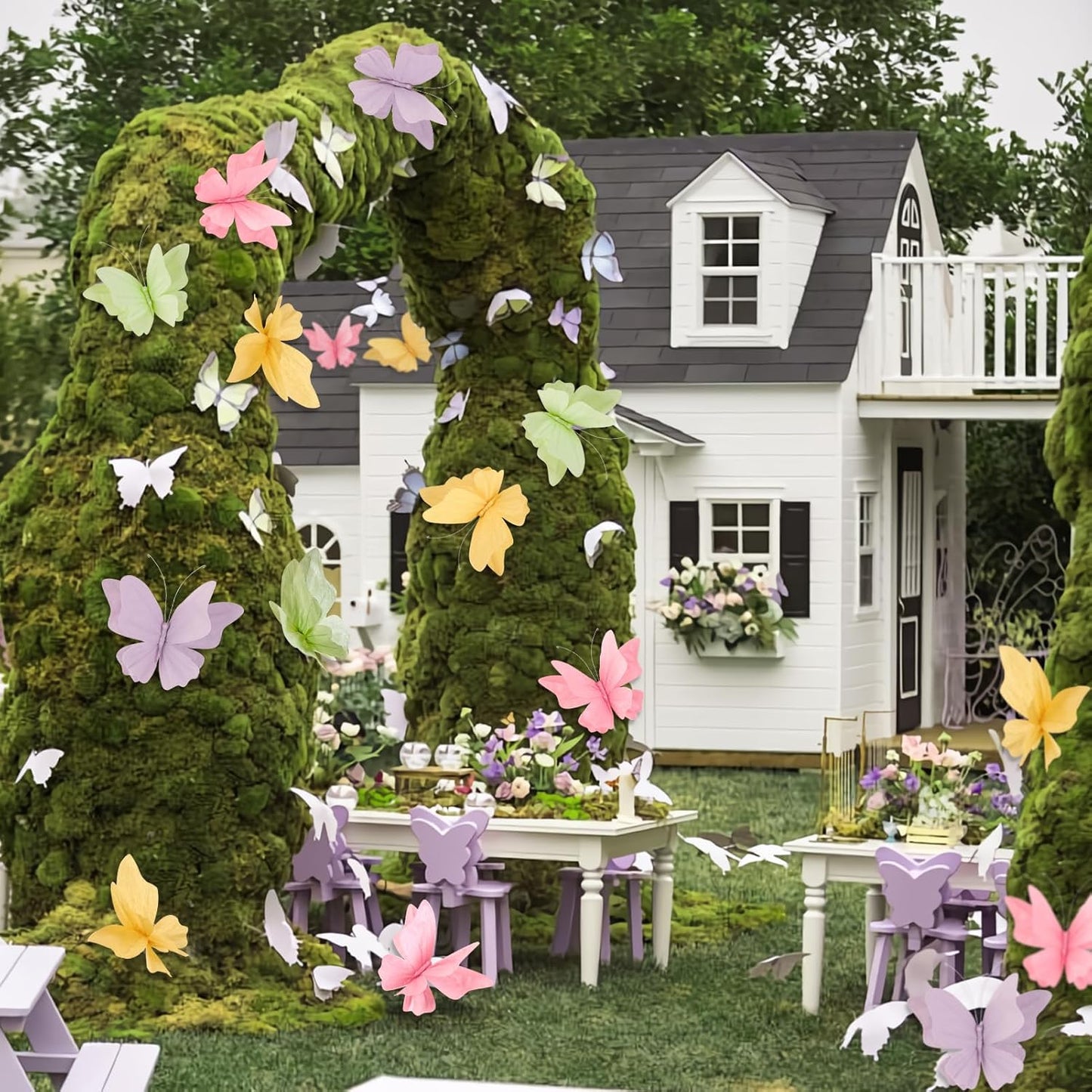 SUNBEAUTY Butterfly Party Decorations, 3D Paper Butterfly Decoration, Hanging Paper Butterfly for Baby Shower Decorations Girls, Women, Paper Flowers for Wall Decoration, Set of 4