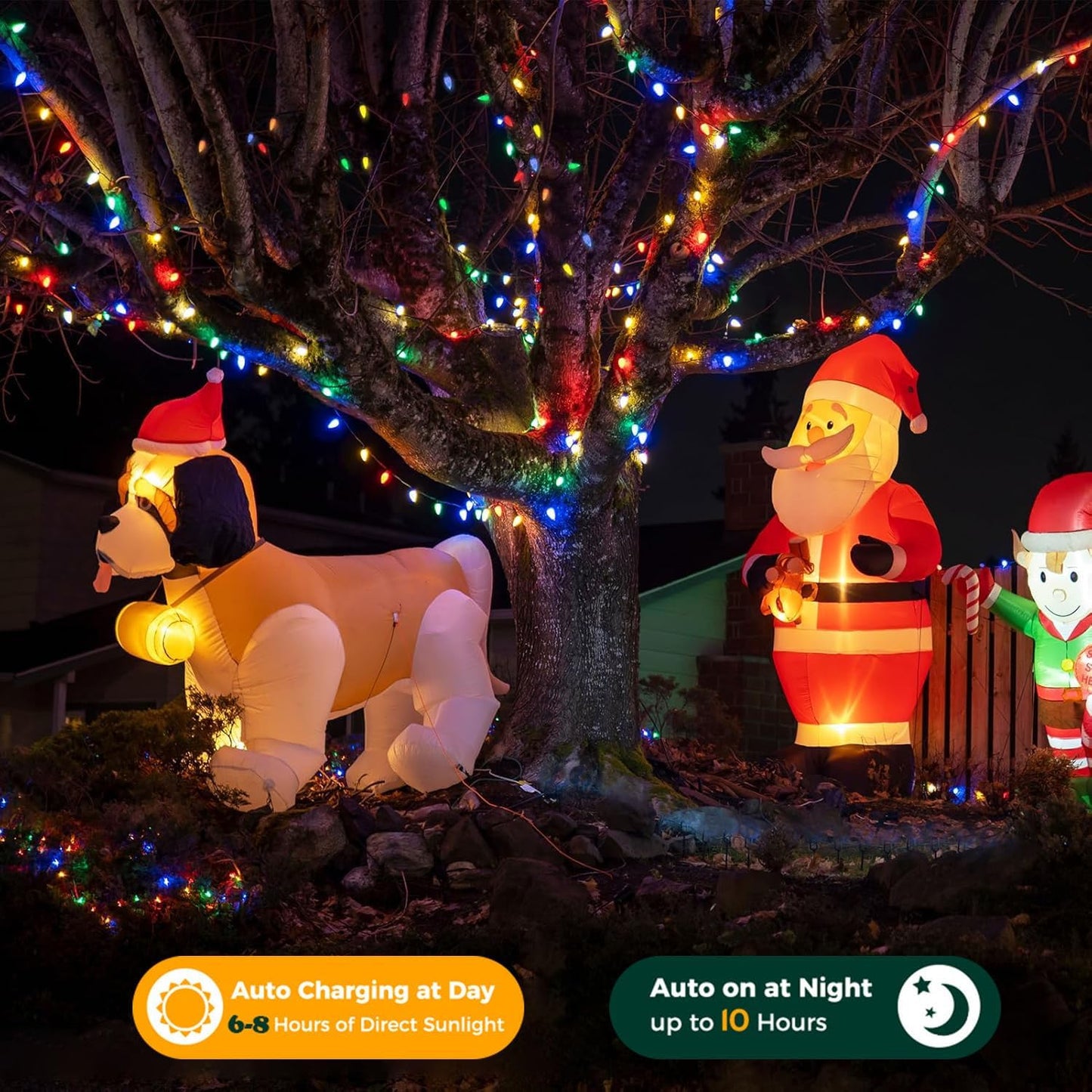 HUGSVIK C6 Solar Christmas Lights Outdoor Waterproof, 21Ft 50LED Strawberry Colored, 8 Modes Solar Powered for Tree Wreath Garland Garden Patio