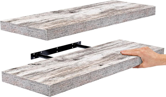 Sorbus Floating Shelves, Wall Shelves for Bedroom, Kitchen, Living Room, Bathroom Shelves Over The Toilet, Home Decor, Farmhouse, 24 x 9 Inch Wall Mounted Floating Shelves for Wall, 2 Pack, Rustic