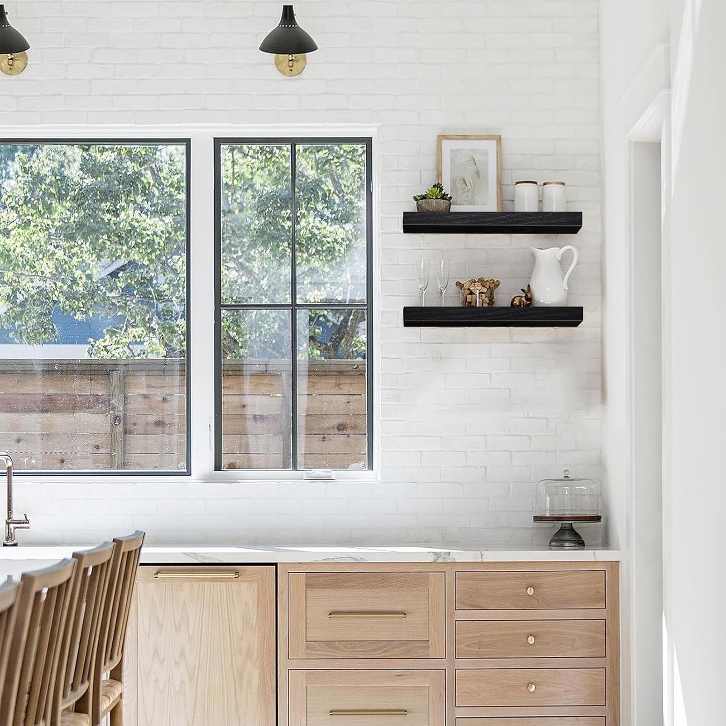 QEEIG Floating Shelves for Wall Bathroom Shelf Bedroom Kitchen Living Room Farmhouse Small Book Shelf 16 inch Set of 2, Black (015-B2)