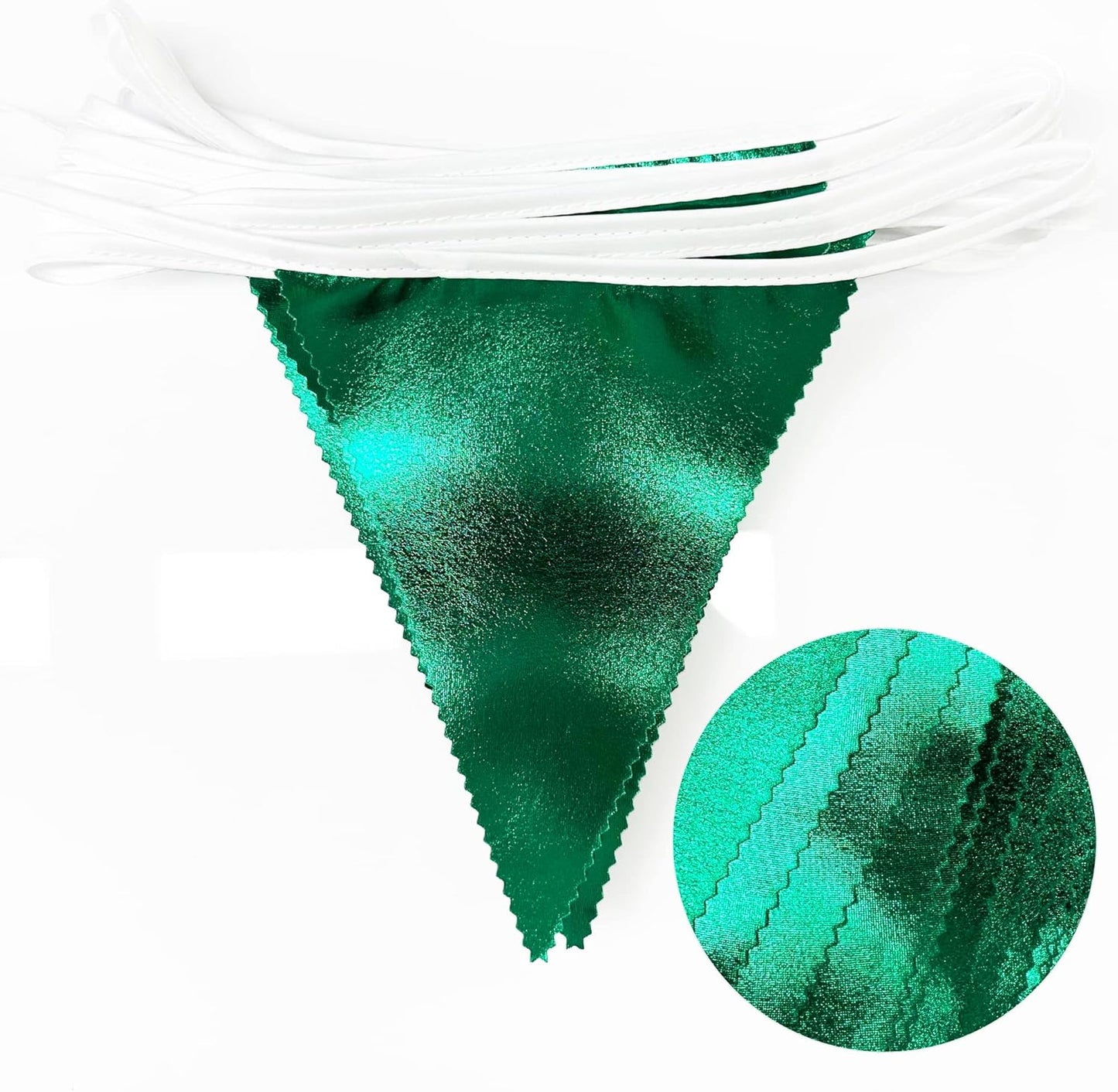 Green Party Decorations Triangle Pennant Banner Flag Dark Green Metallic Fabric Bunting Garland for Graduation Wedding Bridal Shower Birthday Baby Shower Holiday Retirement Game Party Supplies