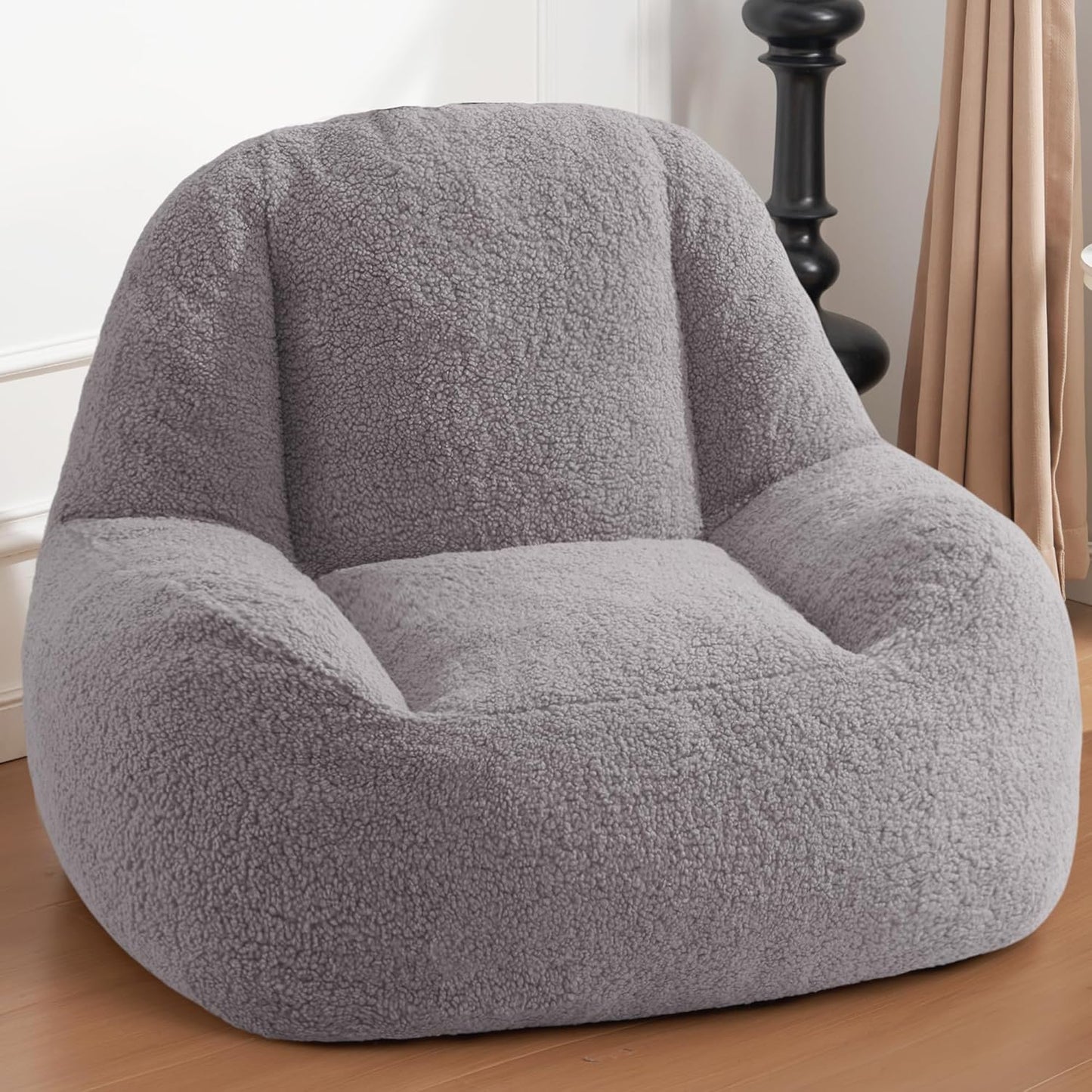 Homguava Bean Bag Chairs for Adults,Giant Beanbag Couch Adult Bean Bag Chair with Filler Included,Modern Lazy Sofa Comfy Chair for Living Room(Grey)