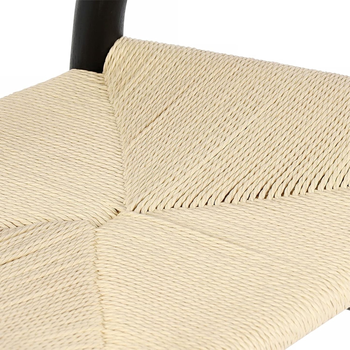 Tomile Solid Wood Wishbone Chair Y Chair Mid-Century Armrest Dining Chair, Hemp Seat (Ash-Black Frame + Natural Cord)