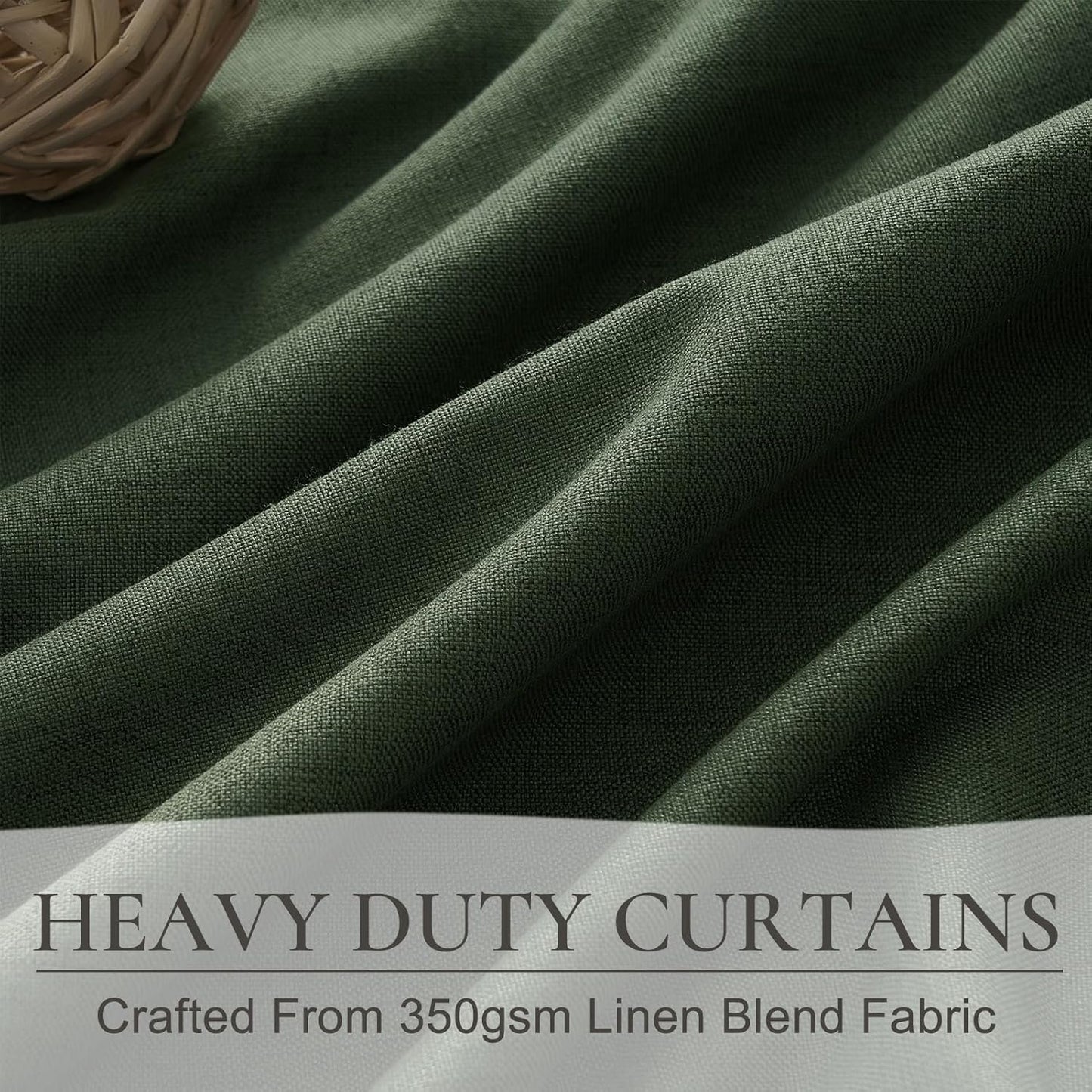 100 Inch Curtains for Classroom, 100 Percent Blackout Thermal Window Curtains for Sliding Glass Door Dark Olive Green Moody Heavy Duty Drapes Linen Pinch Pleated (40W x 100 x 2 Panels)