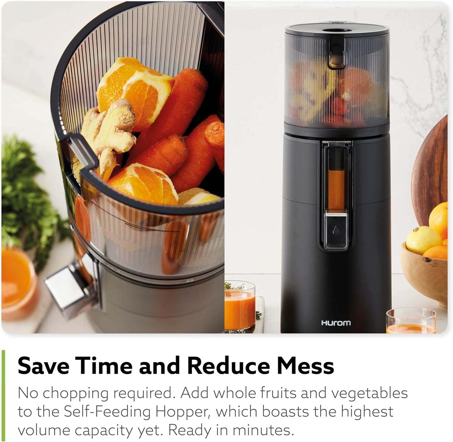 Hurom H400 Cold Press Juicer Machine, Award Winning Masticating Slow Juicer, Easy to Clean, Strainer & Hands Free with Self Feeding, Wide Mouth Hopper, Easy Assembly (Two-Tone Blue)