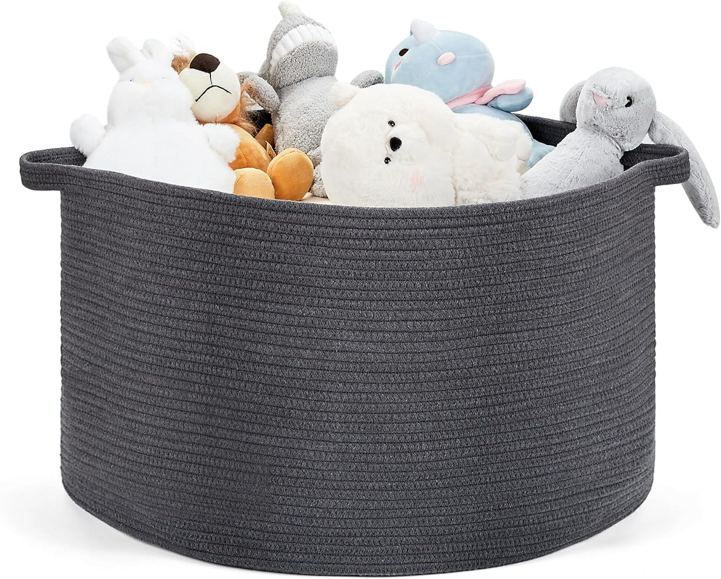 Ravinte Large Storage Basket - 22"x 22"x 14" Blanket Basket for Living Room, Baby Toy Storage Basket, Cotton Rope Basket Woven Laundry Basket (Gray)