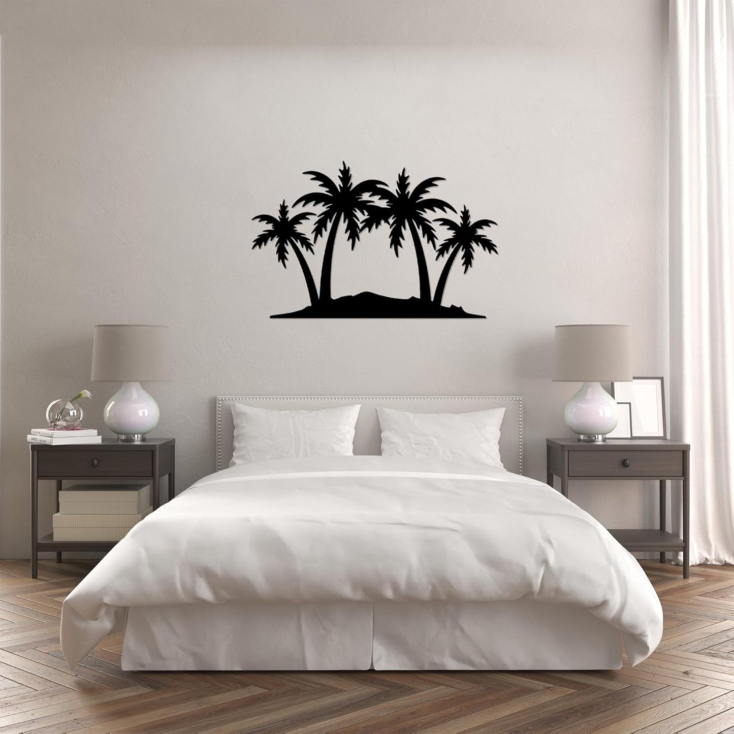 METALPLEX Palm Tree Metal Wall Art - Durable And Rust-free Indoor & Outdoor Aluminum Composite Wall Decor - Home Decor For Living Room And Bedroom - Silver (23"x14.7")