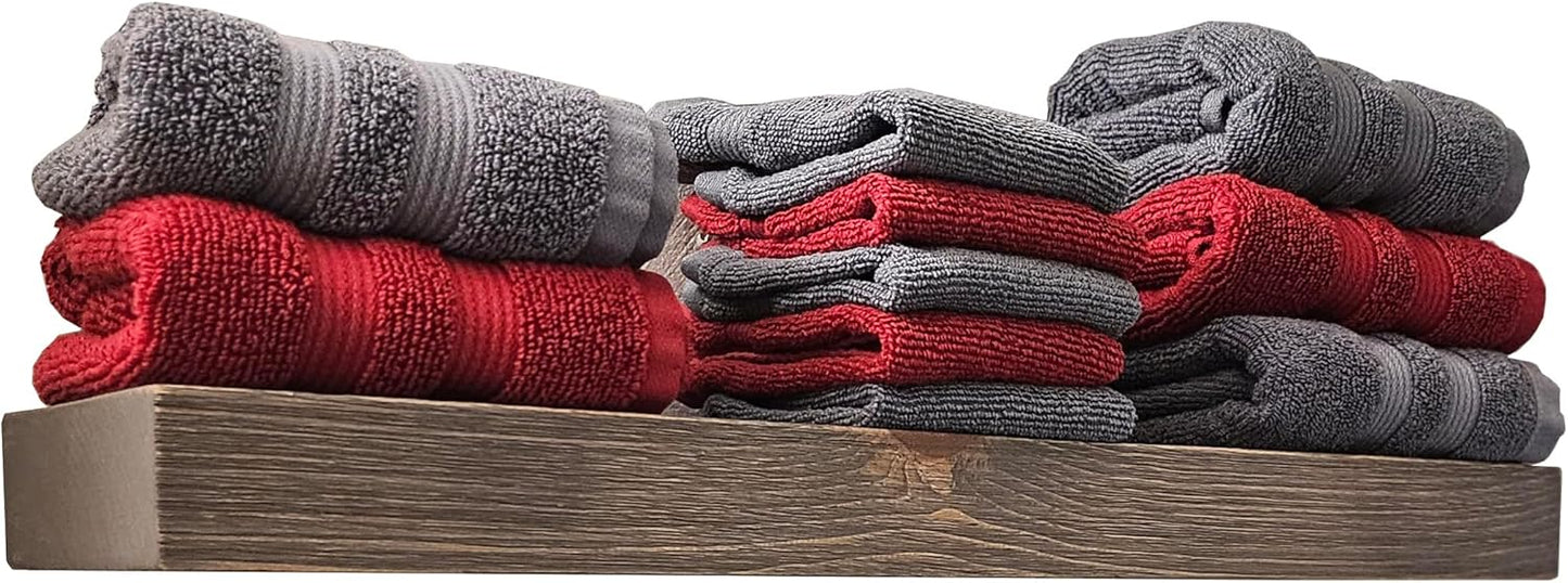 Joel's Antiques - 30 Inch Wooden Floating Shelves for Wall - 30x8x2 in - Made of Natural Wood - Heavy Duty Rustic Wall Shelves for Bedroom - Perfect for Living Room, Kitchen - Grey