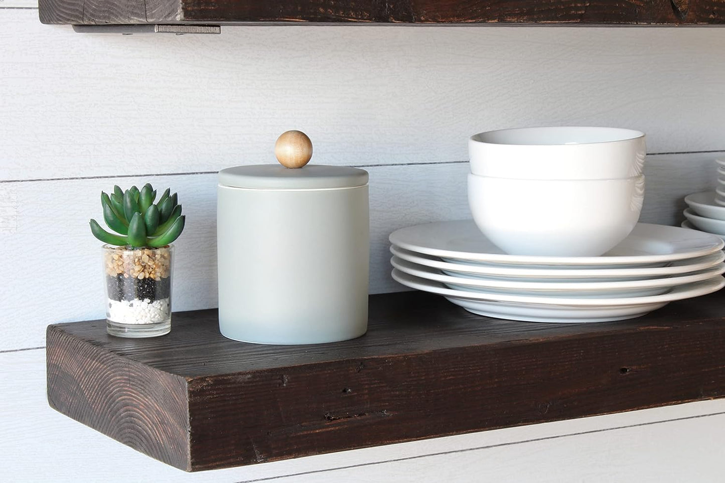 Urban Legacy Reclaimed Barn Joist Deep Floating Shelves | Deep Shelves with Low Profile Shelf Bracket with High Weight Capacity, Set of 2 (24" x 11" x 2.5", Rustic Brown)