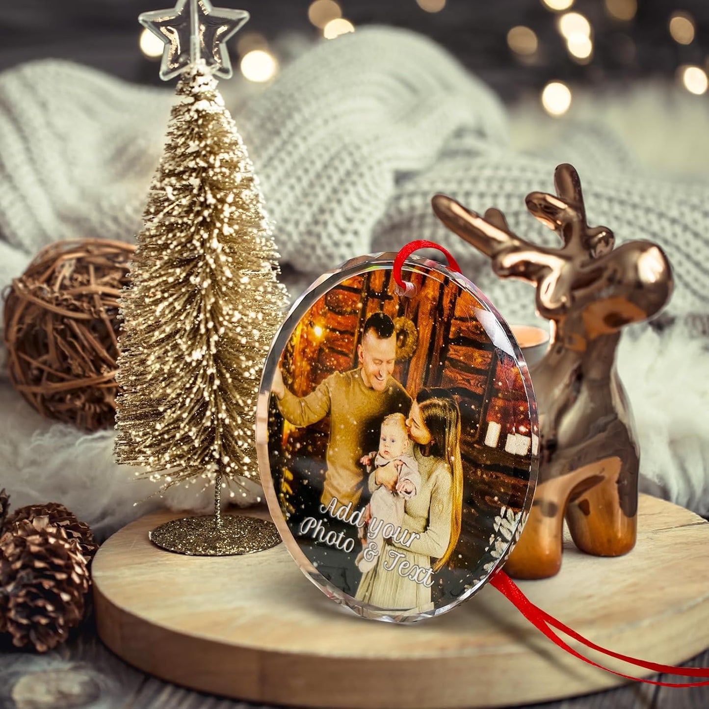 Personalized Christmas Ornament with Photo - Custom Picture Ornaments for Christmas 2025, Customized Memorial Hanging Ornament Xmas Tree Decor, for Family, Friends, Lovers