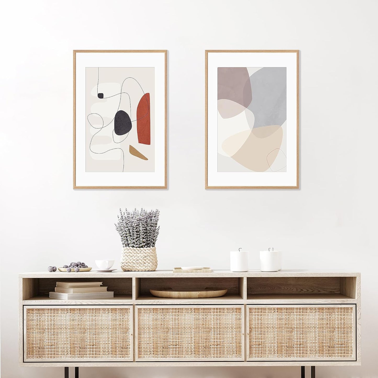 20x30 Poster Frame Set of 2 Natural Solid Oak Photo Frames with 16x24 Removable Mat Wall Hanging Large Handcrafted Frame with HD Plexiglass Wall and Tabletop Display Large Picture Frame