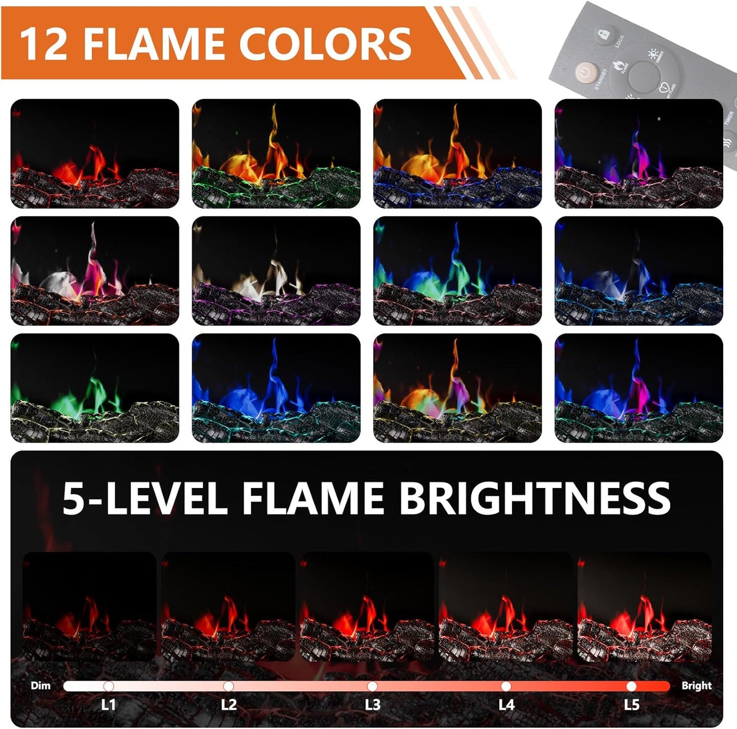 3-Sided Glass Farmhouse Fireplace TV Stand for TVs Up to 100 Inch, Entertainment Center with 36" Electric Fireplace, Oak TV Console with Storage Cabinets for Living Room