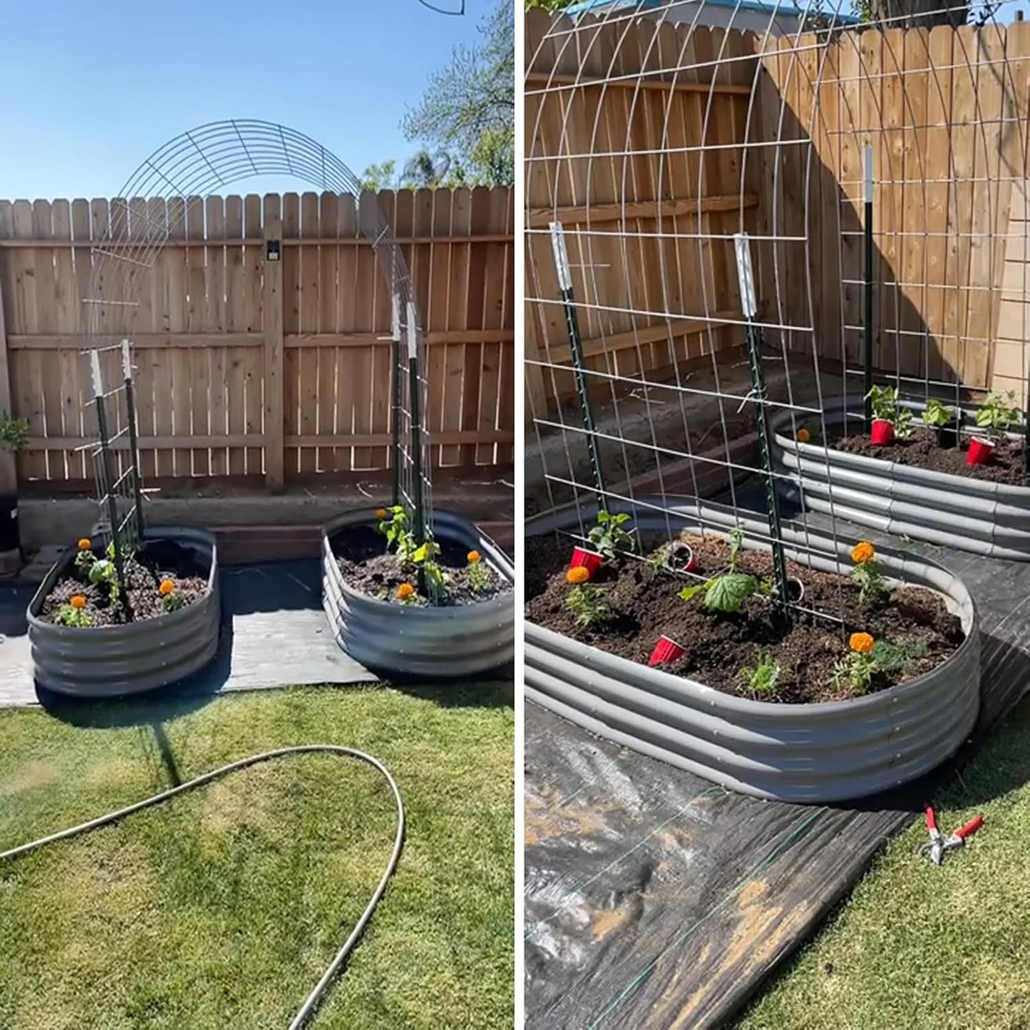 2 Pack 6x3x1FT Galvanized Raised Garden Bed Kit Oval Metal Ground Planter Box Outdoor Bottomless Planter Raised Beds for Vegetables Flowers Herbs Fruits, Gray