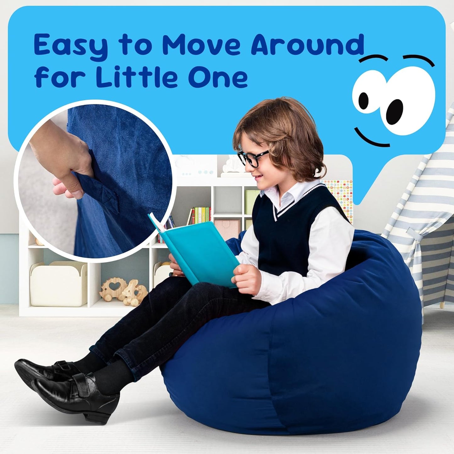 Hobestluk Bean Bag Chairs 2.5FT Bean Bag Chair with Memory Foam Filled & Machine Washable Cover,Beanbag Chair, Small Bean Bag Chairs for Playroom, Living Room, Bedroom