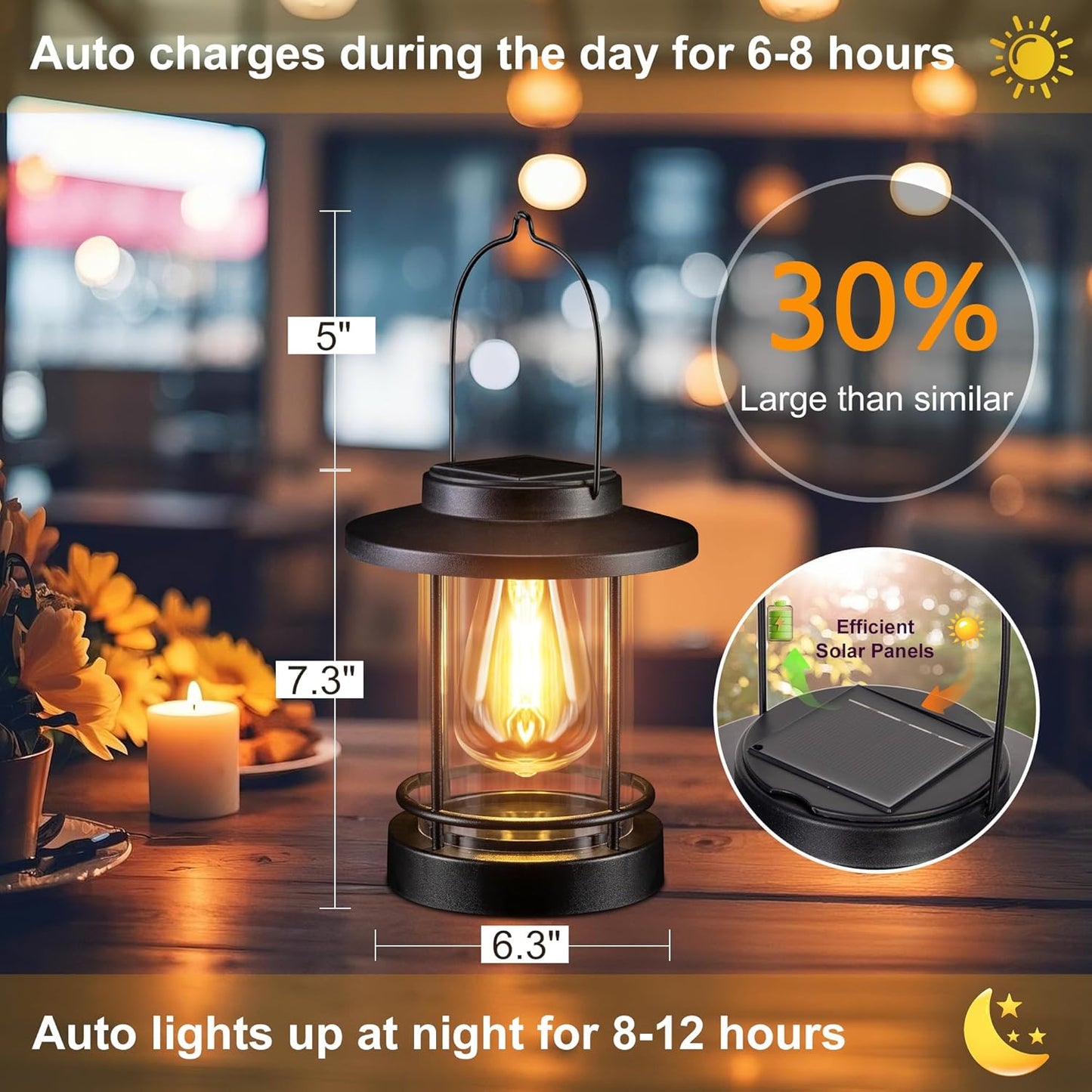 Hanging Solar Lanterns Outdoor Waterproof – 2 Pack Decorative Solar Lights for Outside, Patio, Porch, Yard, Balcony, Table – Hanging Outdoor Lantern Garden Gifts for Women,Mom