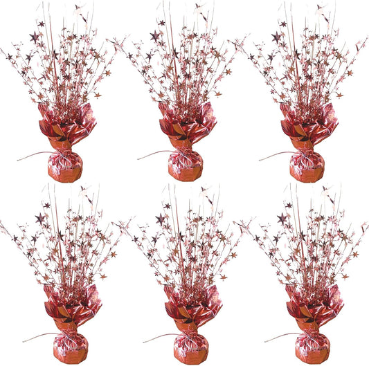 6 Pack Metallic Foil Spray Centerpiece Star Table Decoration Burst Table Centerpieces for Birthday Wedding Anniversary Graduation Holiday Party Supplies Decor, Rose Gold