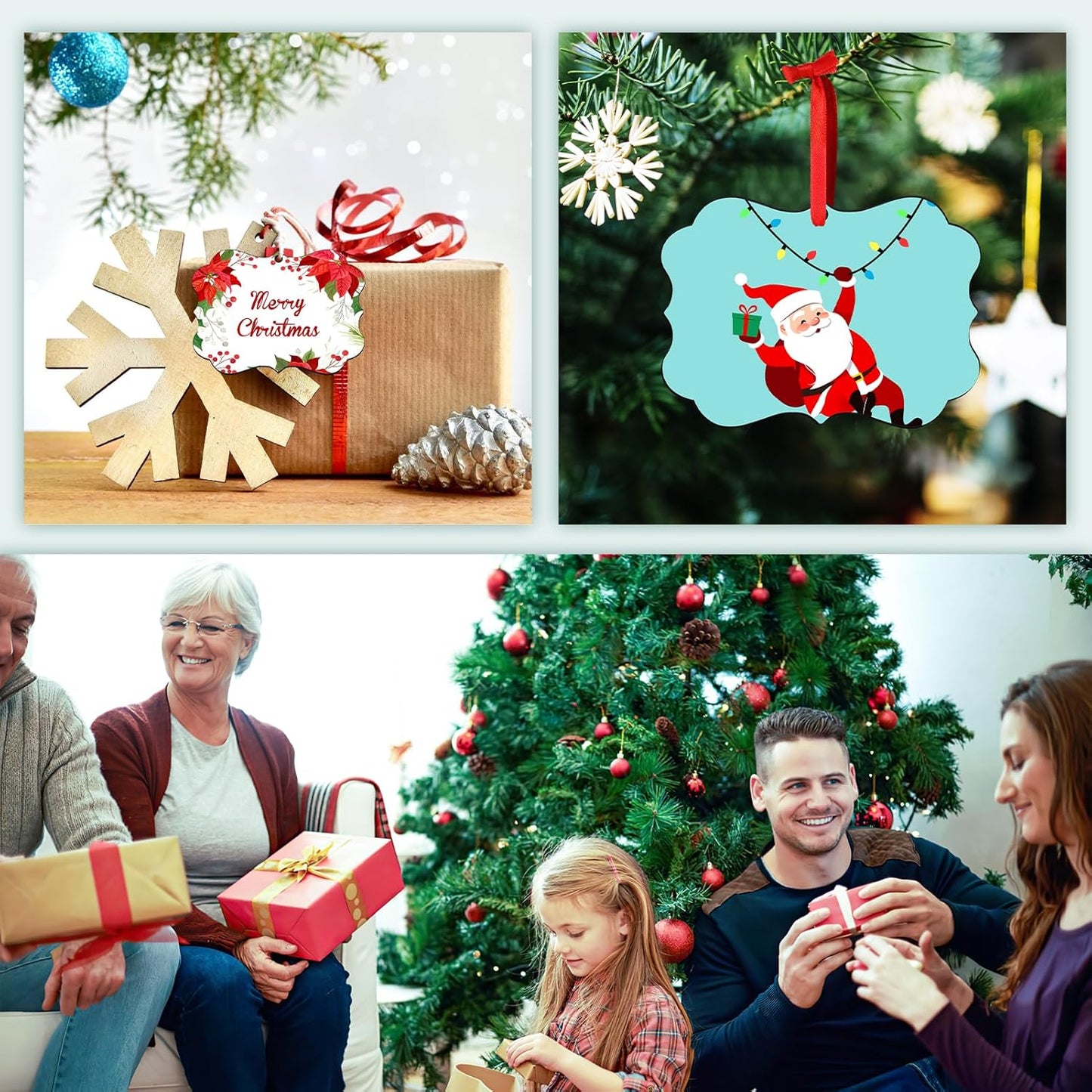 Personalized Christmas Ornaments 2025 Wood Custom Picture Text Hanging Ornament Customized Christmas Tree Decorations Keepsake Gift for Family Couples Xmas Tree Home Decor