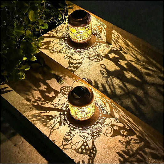 2 Pack Gnomes Solar Lanterns Outdoor Waterproof,Hanging Solar Lights Gnome Gifts for Women Metal LED Decorative Light for Yard,Patio,Lawn,Tabletop,Pathway,Landscape,Garden Gnomes Decor