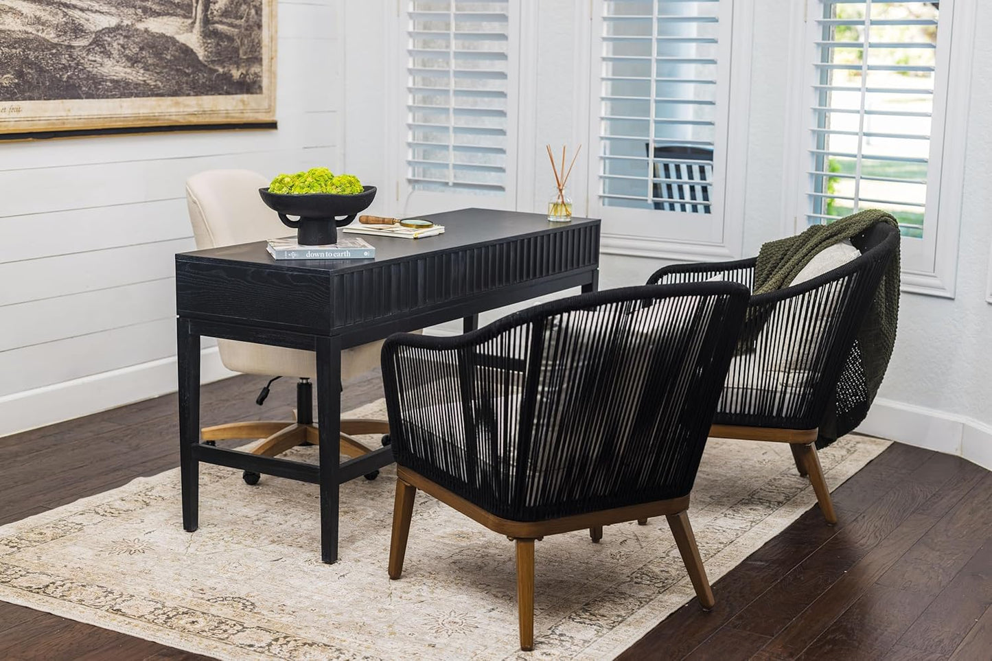 Balls and Pedestal Bowl Set Textured Black Ceramic Decorative Bowl with Succulent Balls for Counter Top, Farmhouse Table Centerpiece, Living Room, Kitchen Decor