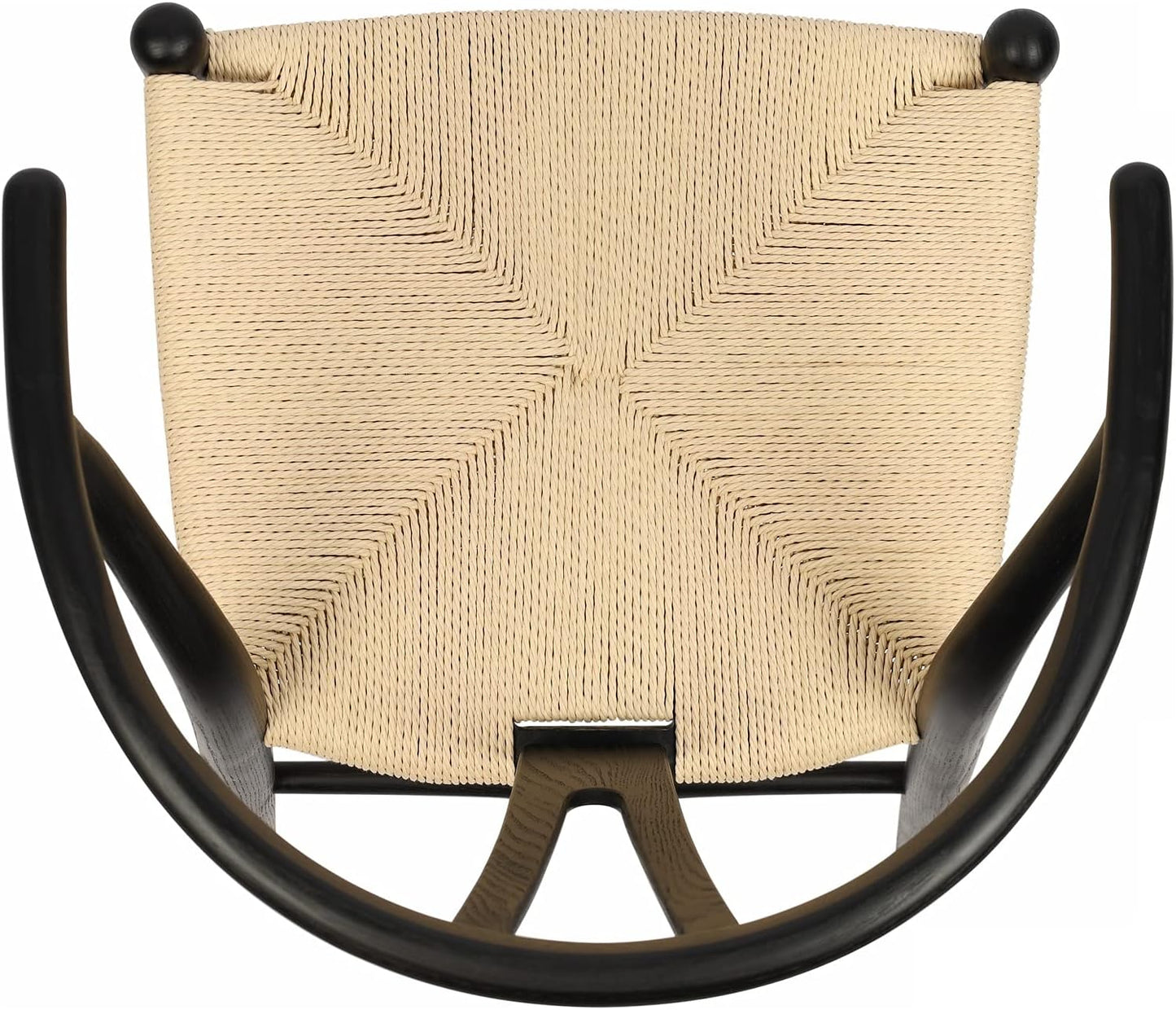 Tomile Solid Wood Wishbone Chair Y Chair Mid-Century Armrest Dining Chair, Hemp Seat (Ash-Black Frame + Natural Cord)