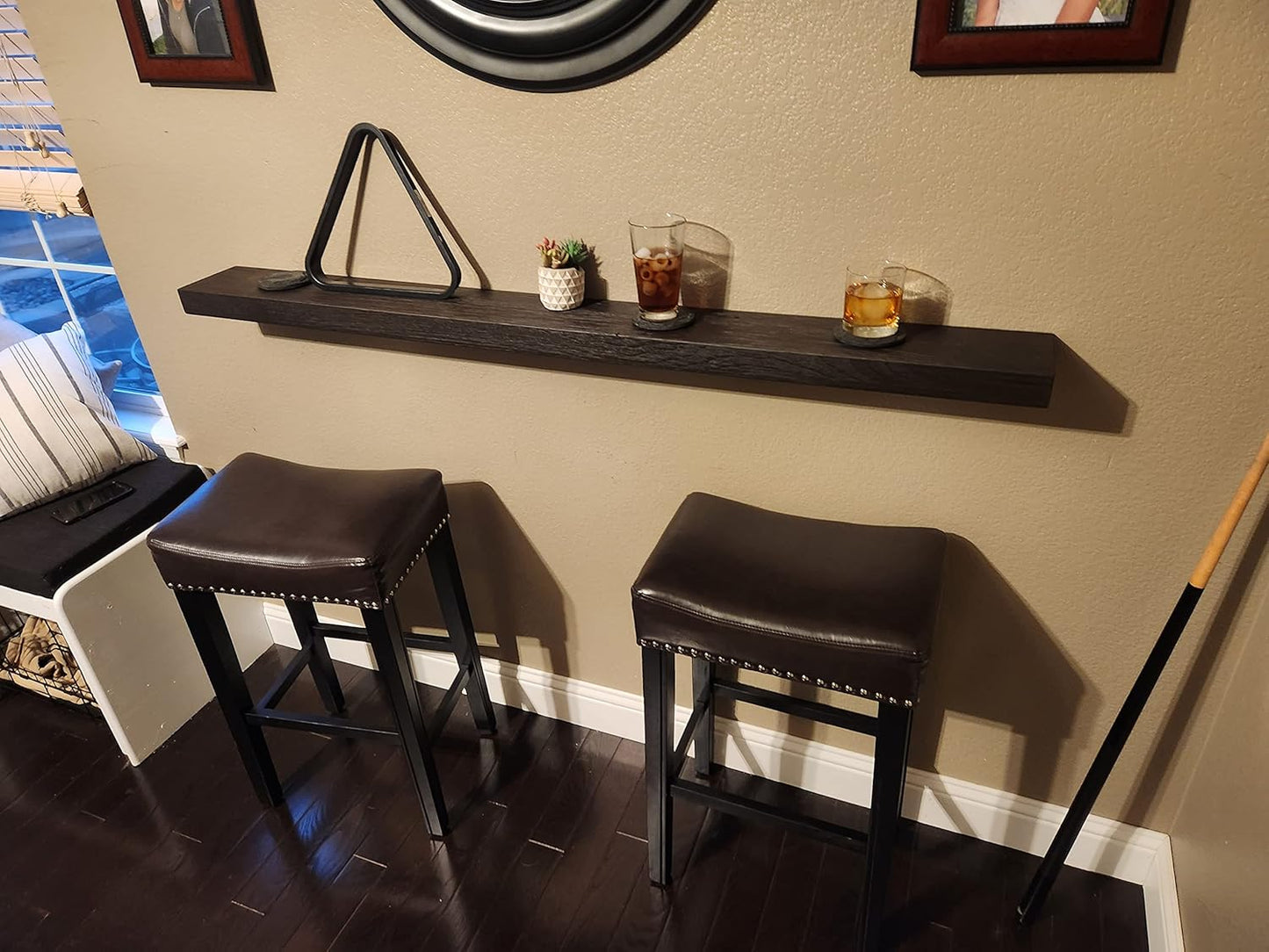 joelsantiques - 60 Inch Wooden Floating Shelves for Wall - 60x6x2 in - Made of Natural Wood - Long Heavy Duty Rustic Wall Shelves for Bedroom - Perfect for Living Room, Kitchen - Mocha