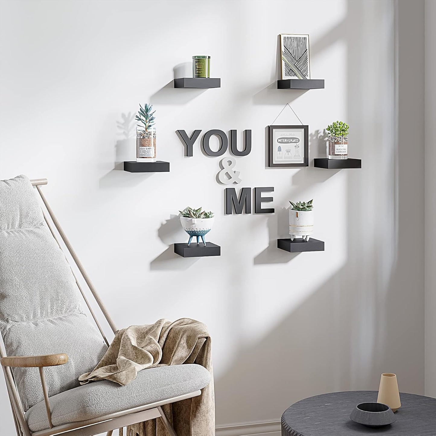 BAMEOS Small Floating Shelves for Wall, Small Black Shelf 5.9 * 5.7 Inch Display Ledges for Decor, Mini Shelf for Wall, Black