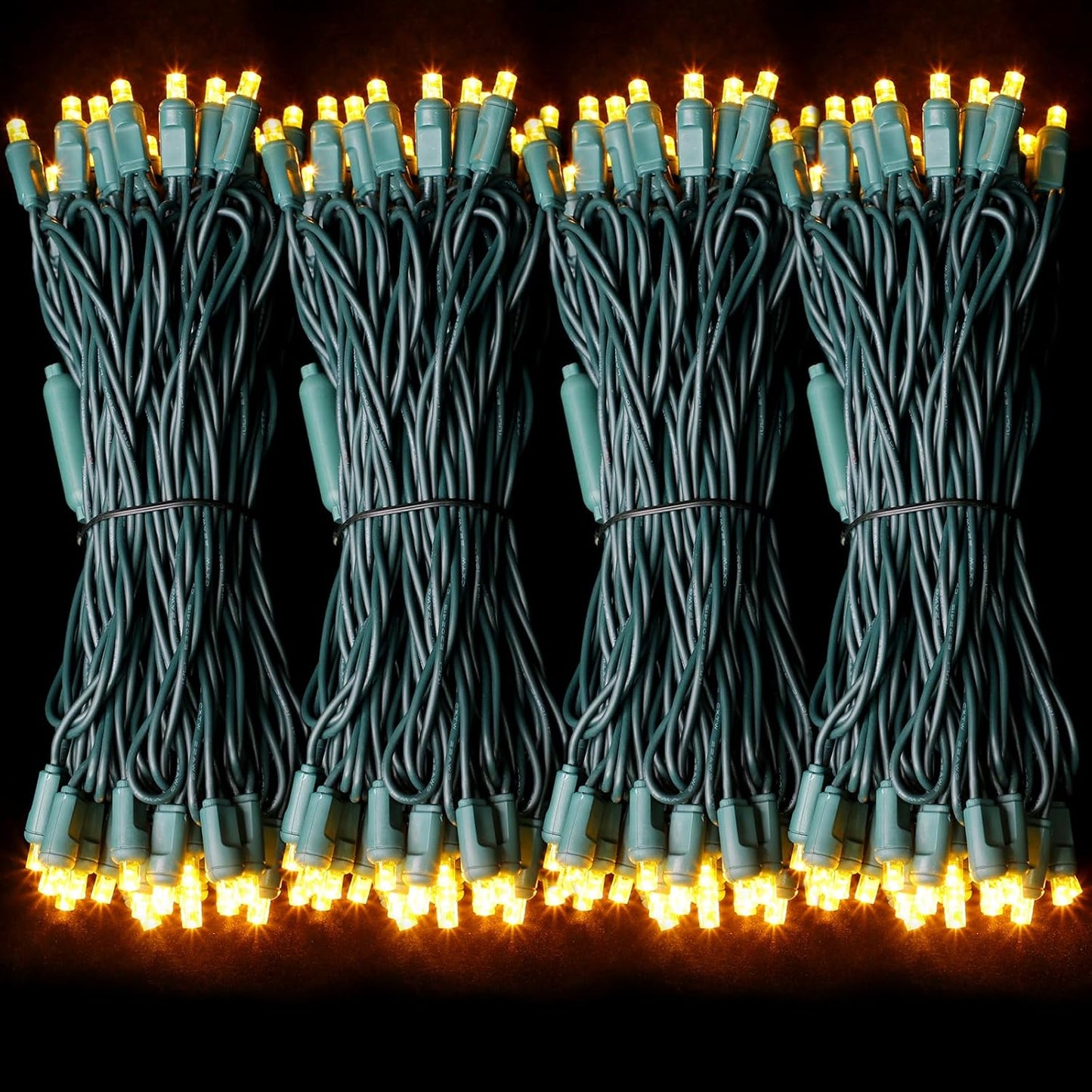 200LED (4pk of 50L) String Lights, LED Christmas Lights, 6" SPACING,Green Wire,Yellow