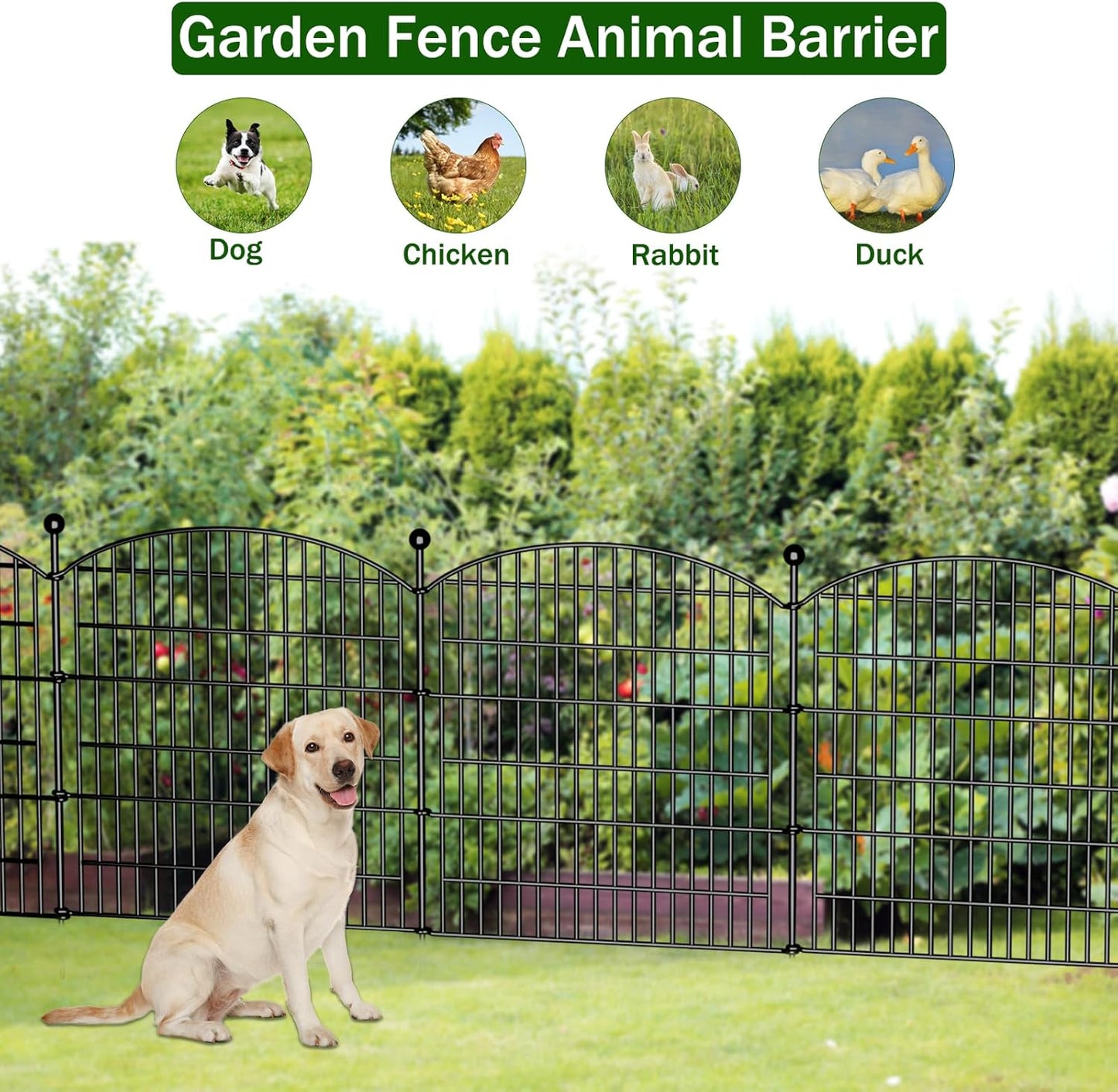 15 Panels Decorative Garden Fence - 32 in (H) x 35.4 ft (L) No Dig Dog Fence Outdoor for Yard, Rustproof Tall Garden Fencecing Panels, Animal Barrier Suitable for Yard Border, Patio, and Outdoor Use