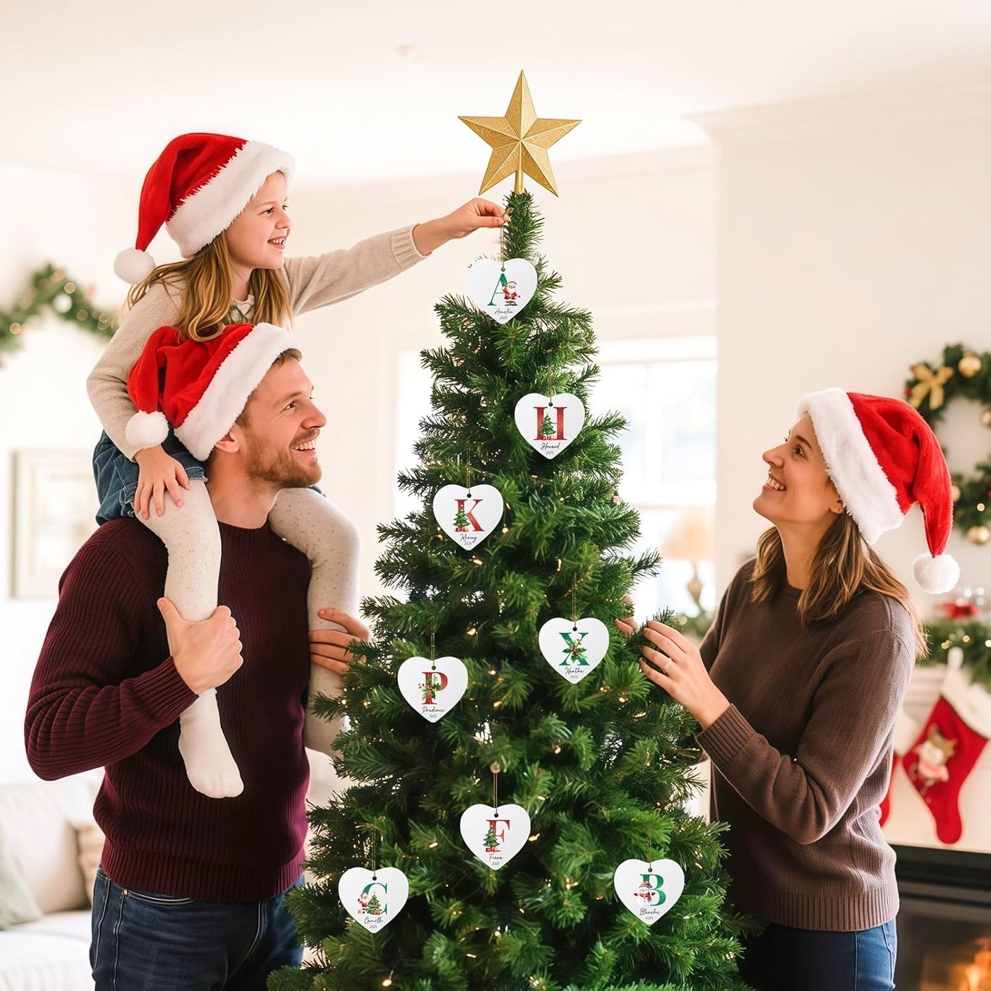 Personalized Christmas Ornaments 2025, Custom Initial Ornaments A-Z Monogram Ceramic Christmas Ornament