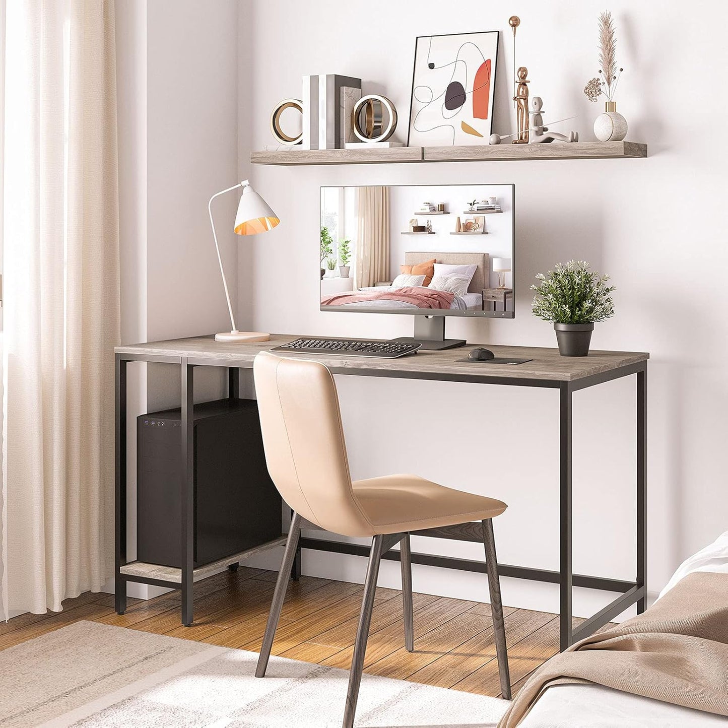 HOOBRO Floating Shelves, Wall Shelf Set of 2, 23.6 Inch Hanging Shelf with Invisible Brackets, for Wall Decor in Bathroom, Bedroom, Toilet, Kitchen, Living Room, Office, Greige BG60BJ01G1