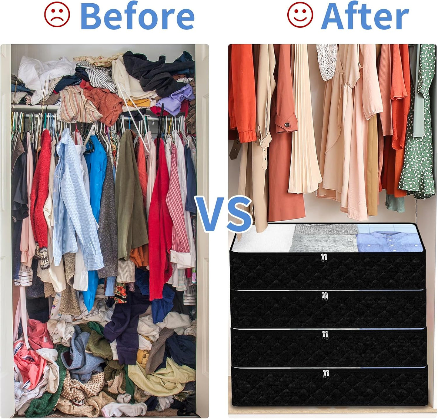 Fixwal Black Underbed Storage Bags with Clear Window and 2 Reinforced Handles Under Bed Storage Containers for Clothing, Bedding, Comforter (6 Pack)