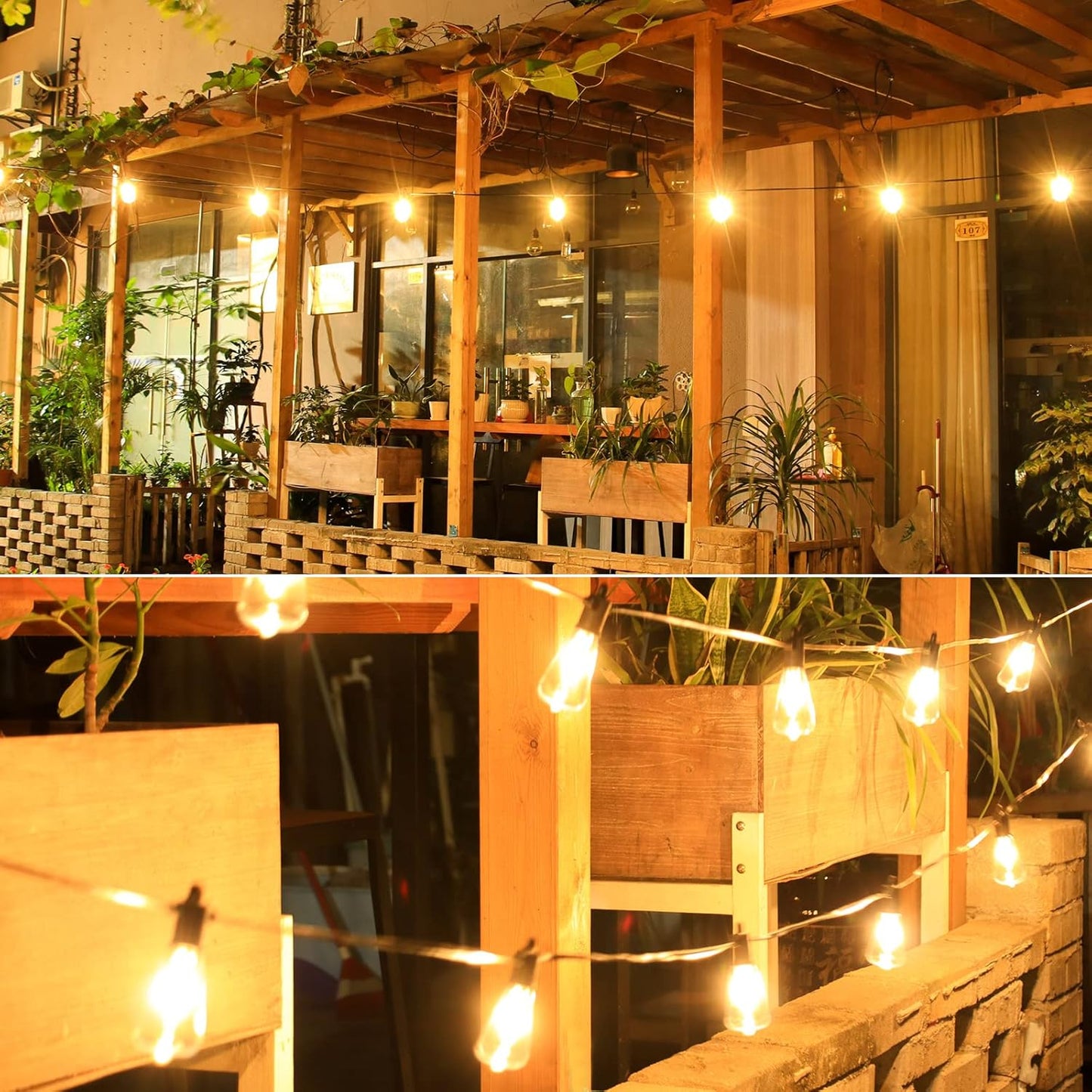 25ft Outdoor String Lights, LED Patio Hanging With 12 Shatterproof Bulbs, Waterproof ETL Listed Bistro for Backyard Garden Cafe